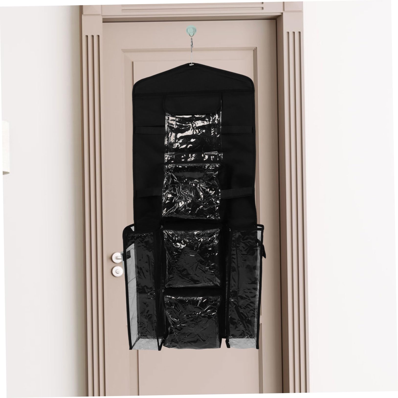 GLEAVI Hängender Organizer für Geschenkpapier Aufbewahrungstasche für Tür oder Schrank Easy To Clean mit Haken Schwarz Polyester Kunststoff