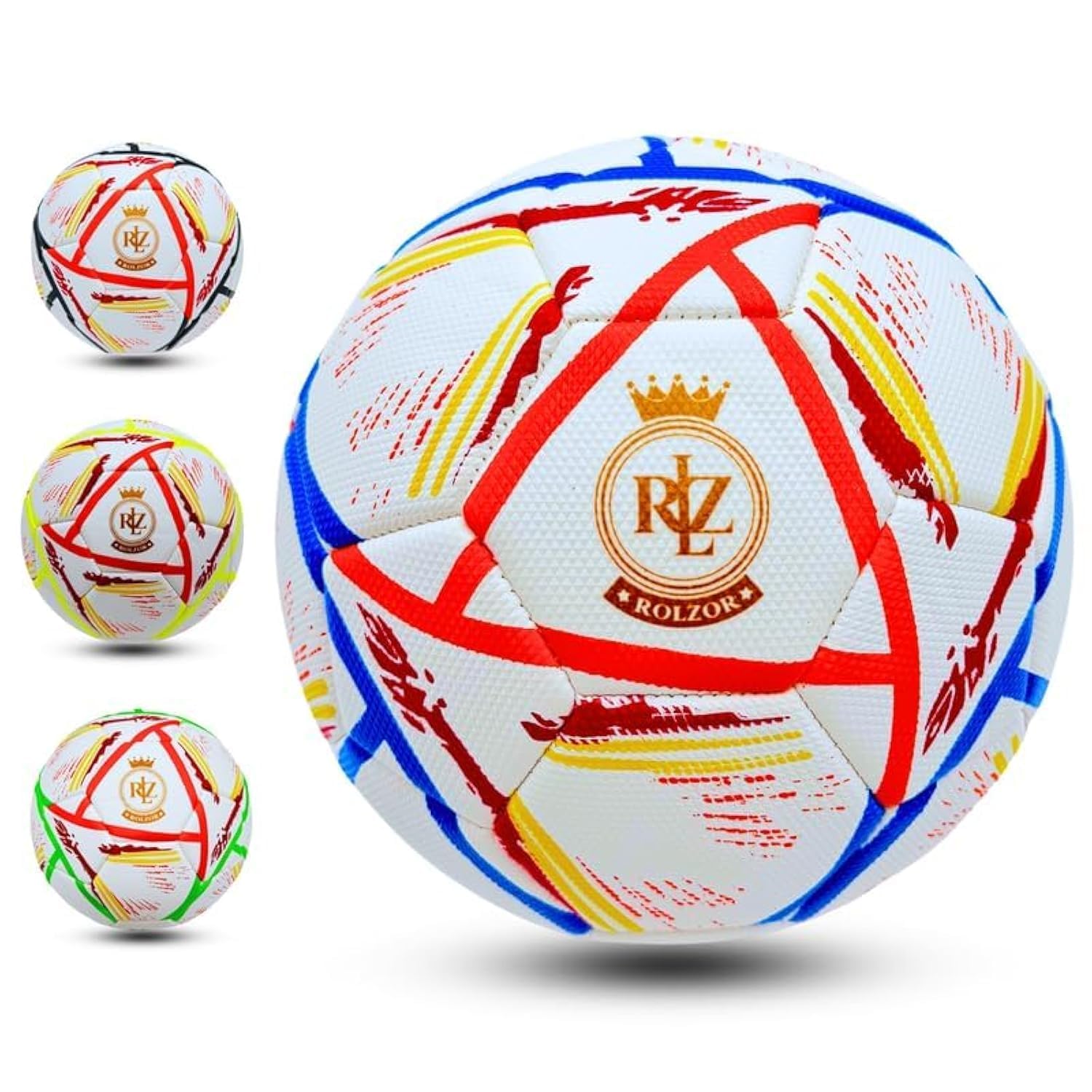 ROLZOR™ Football Soccer Ball, Fifa World Cup Training Football Ball Official Size 5 - Premium Quality 32 Panels Hand Stitched Match Ball