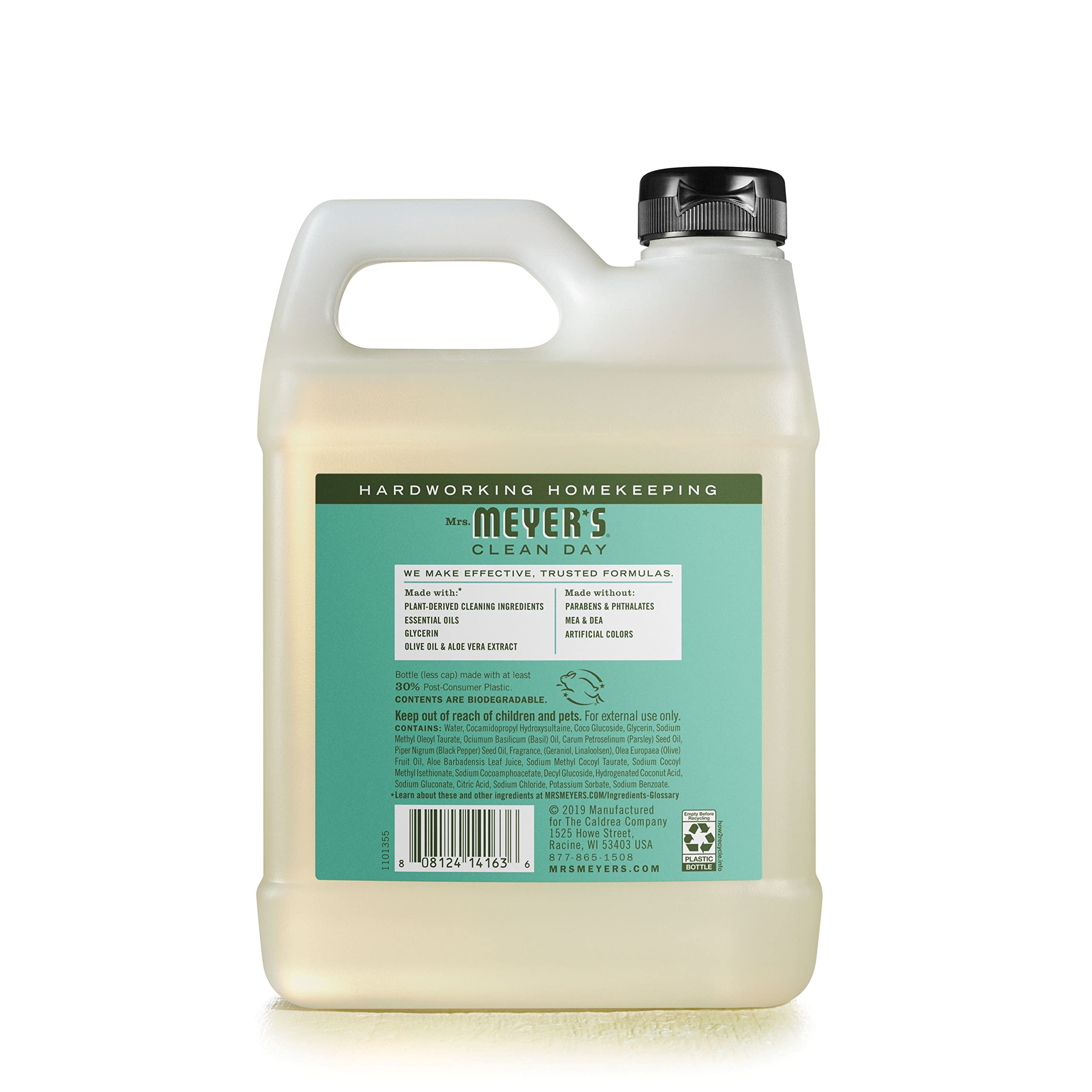 Mrs. Meyer'S - Ricarica di sapone liquido per le mani, basilico, 33 l, confezione da 6