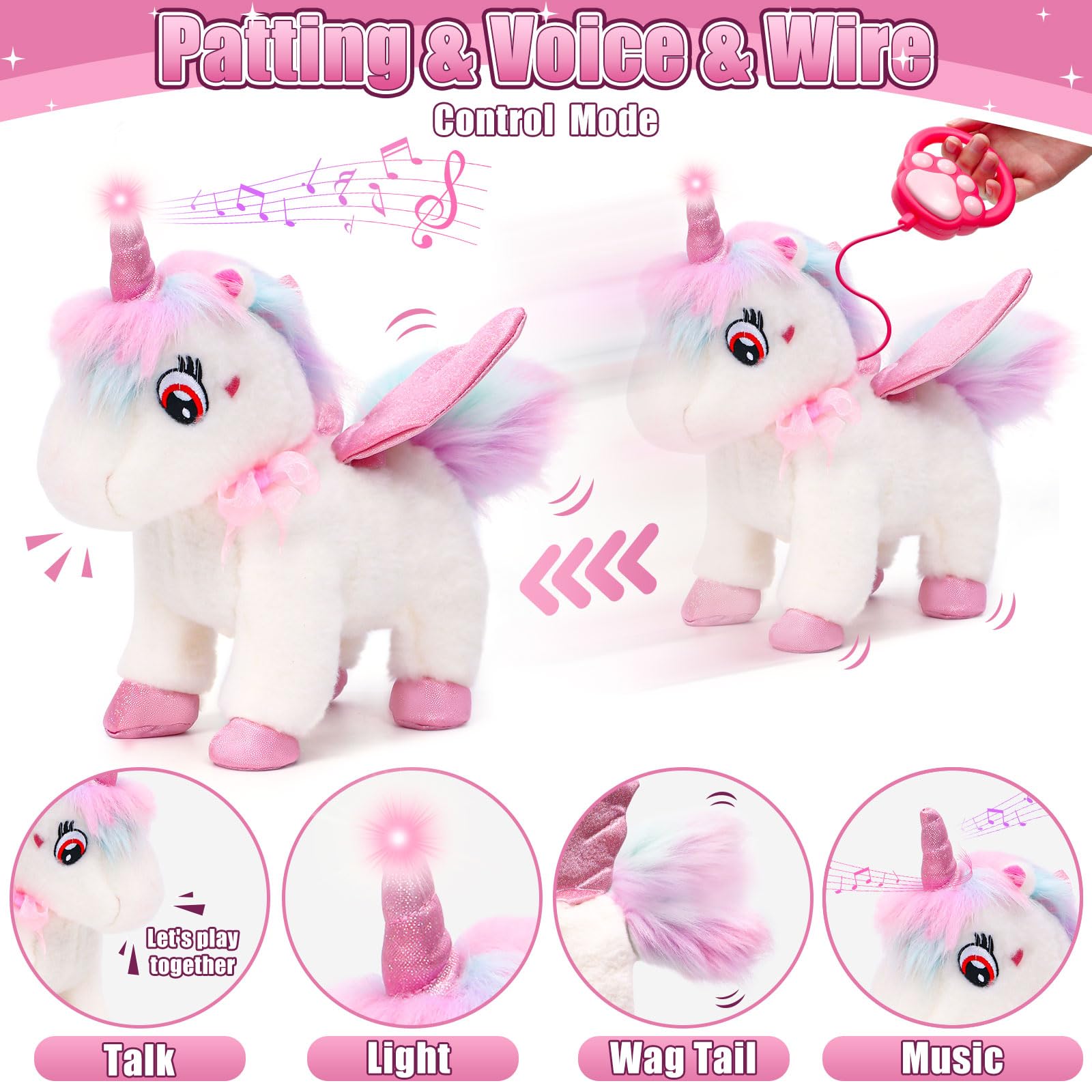 TUZT Unicornios Peluche Juguetes Niña de 3 4 5 6 7 8 Años con Unicornio Peluche Que Anda y Ladra, Ropa & Bolso, Electrónico Unicornio Juguete Cumpleaños Navidad Peluche Unicornios Regalos para Niños