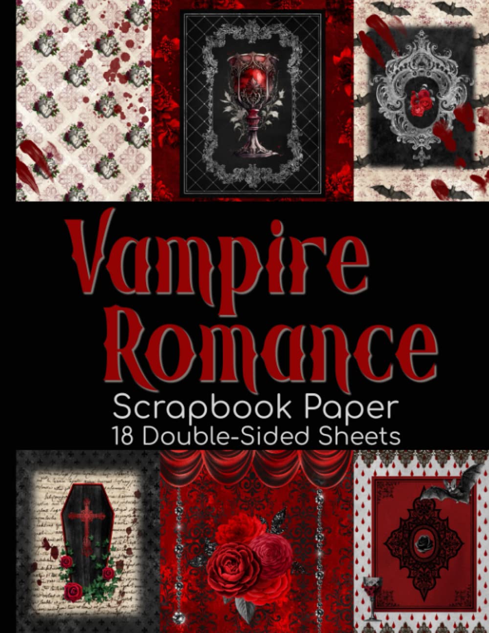 Vampire Romance Scrapbook Paper - 18 Double-Sided Sheets: Gothic Paper for Junk Journals, Decoupage, and Paper Crafts-image-22