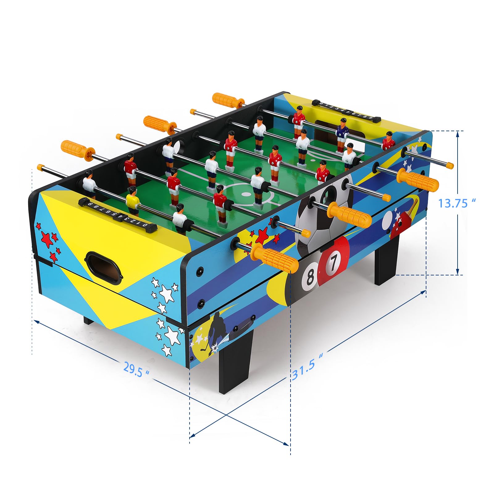 Stół do gry 4 w 1 – Air Hockey, piłkarzyki, basen i tenis stołowy, zestaw do układania w stos, do rodzinnego pokoju gier