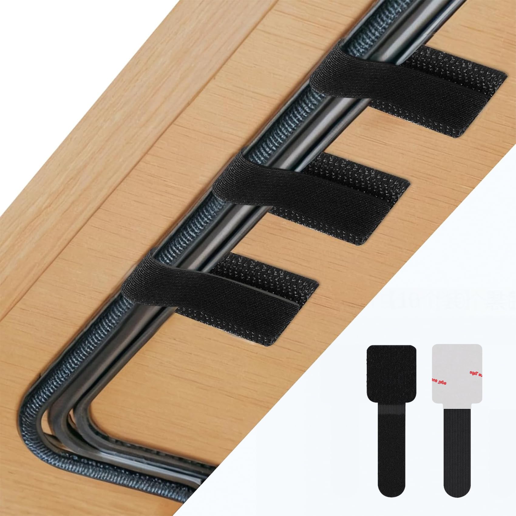 Abnii 50 pezzi per la gestione dei cavi da scrivania, fascette stringicavo autoadesive in velcro, organizer per cavi da scrivania, clip per cavi per TV, catena luminosa, nero, piccolo