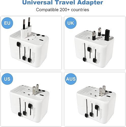 Miniatura 4 de Rivnn Adaptador de viaje universal de 45 W PD cargador rápido 2 USB-C, 3 USB-A, cargador de pared internacional adaptador de enchufe de CA todo en