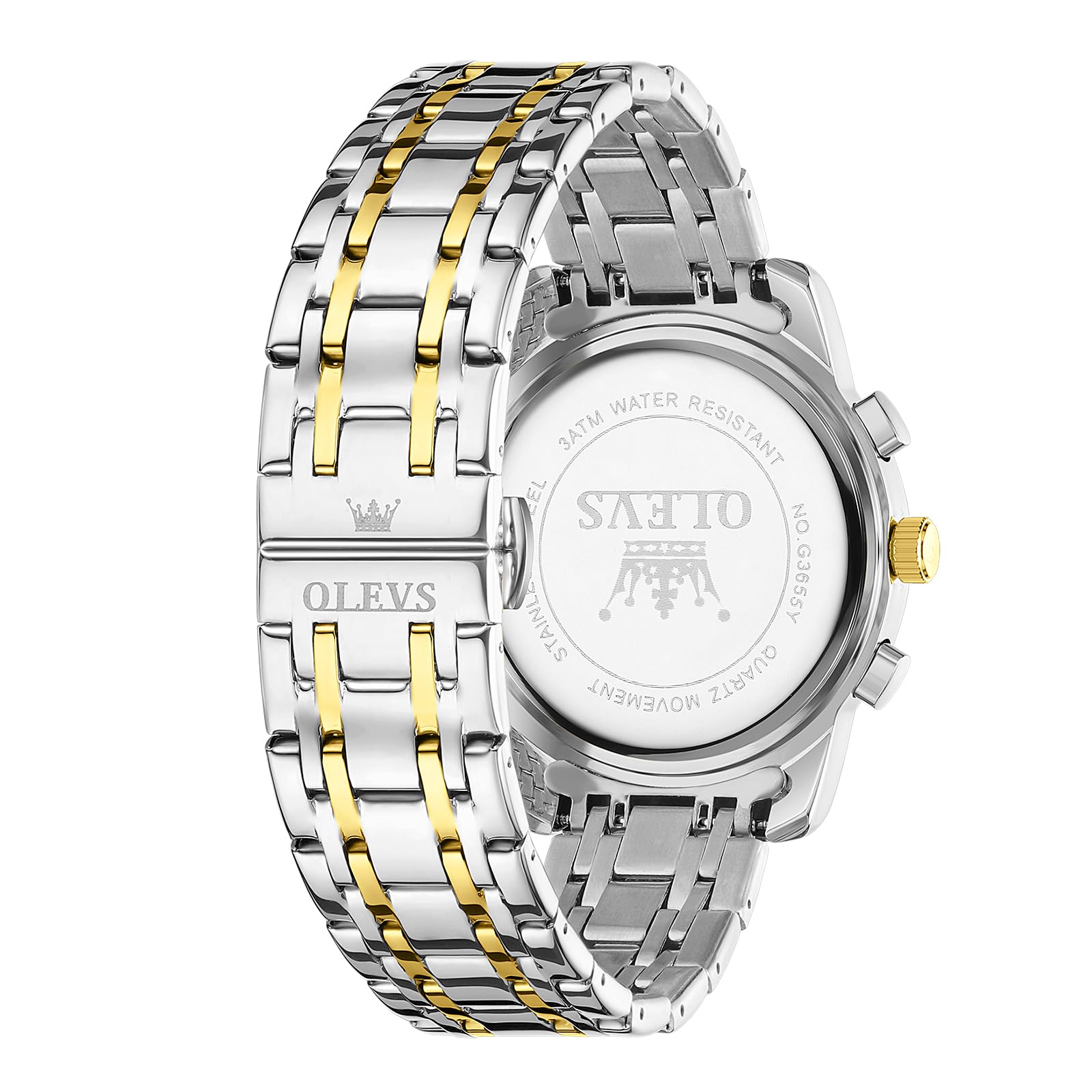 OLEVS Watches for Men Business Dress Multifunction Chronograph Analog Quartz Watch Luxury Diamond Stainless Steel Waterproof 30M Luminous Mens/Gentlemens Watch
