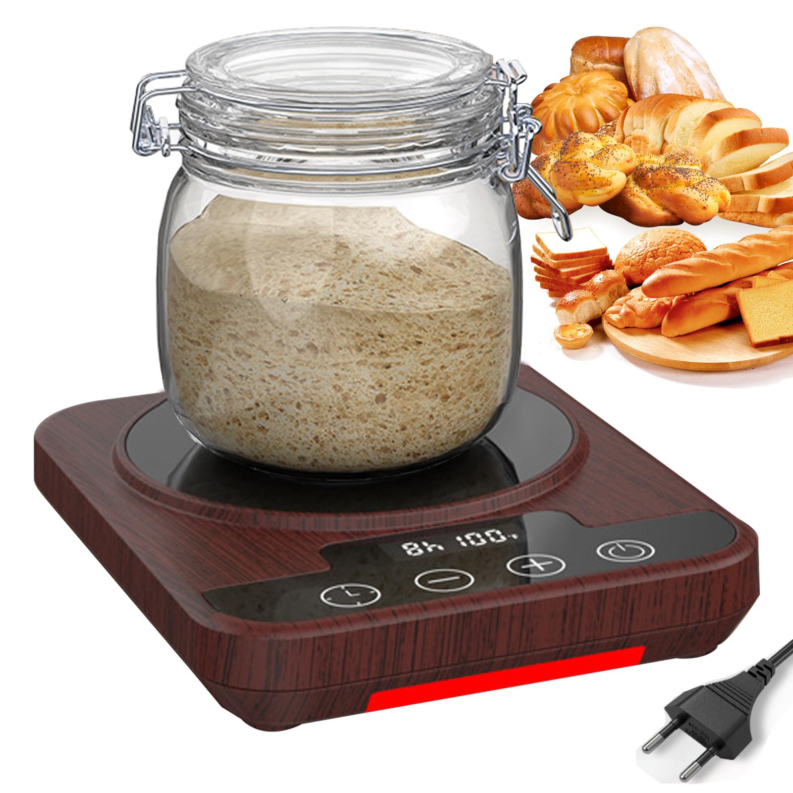 Calentador de masa madre, control 21-38℃, temporizador 12h, automático, para arrancador