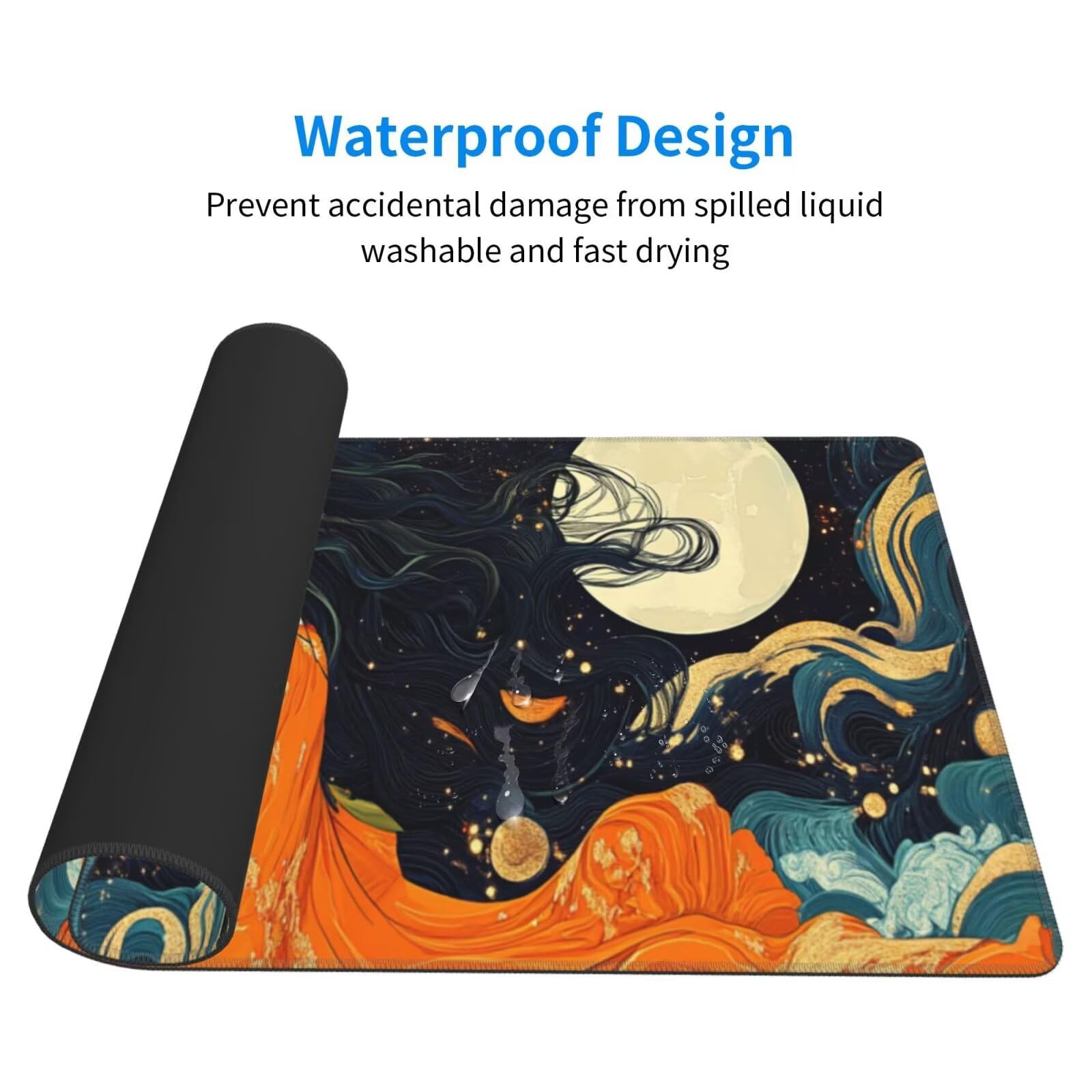 Żółta podkładka pod mysz XXL Beauty mata na biurko 1600 x 800 x 3 mm zmywalna podkładka do gier na laptopa, z antypoślizgową gumową podstawą do gier, PC, pracowników biurowych Y491