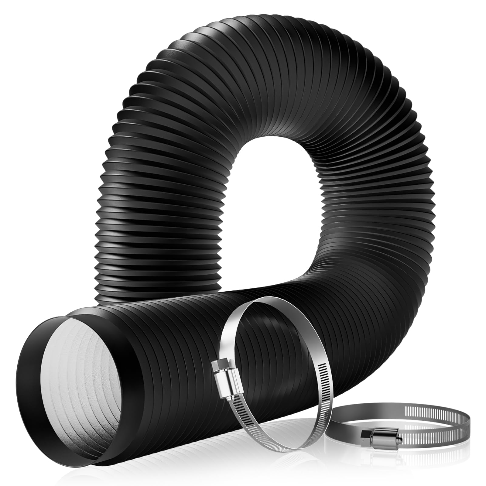 HVAC Ducting 4 Inch Flexible HVAC Duct, 24.6FT 360°Bendable Heat Resistant Duct Hose for Kitchen Bathroom Dryer Exhaust Vent,Universal 4 Inch HVAC Duct PVC-Black