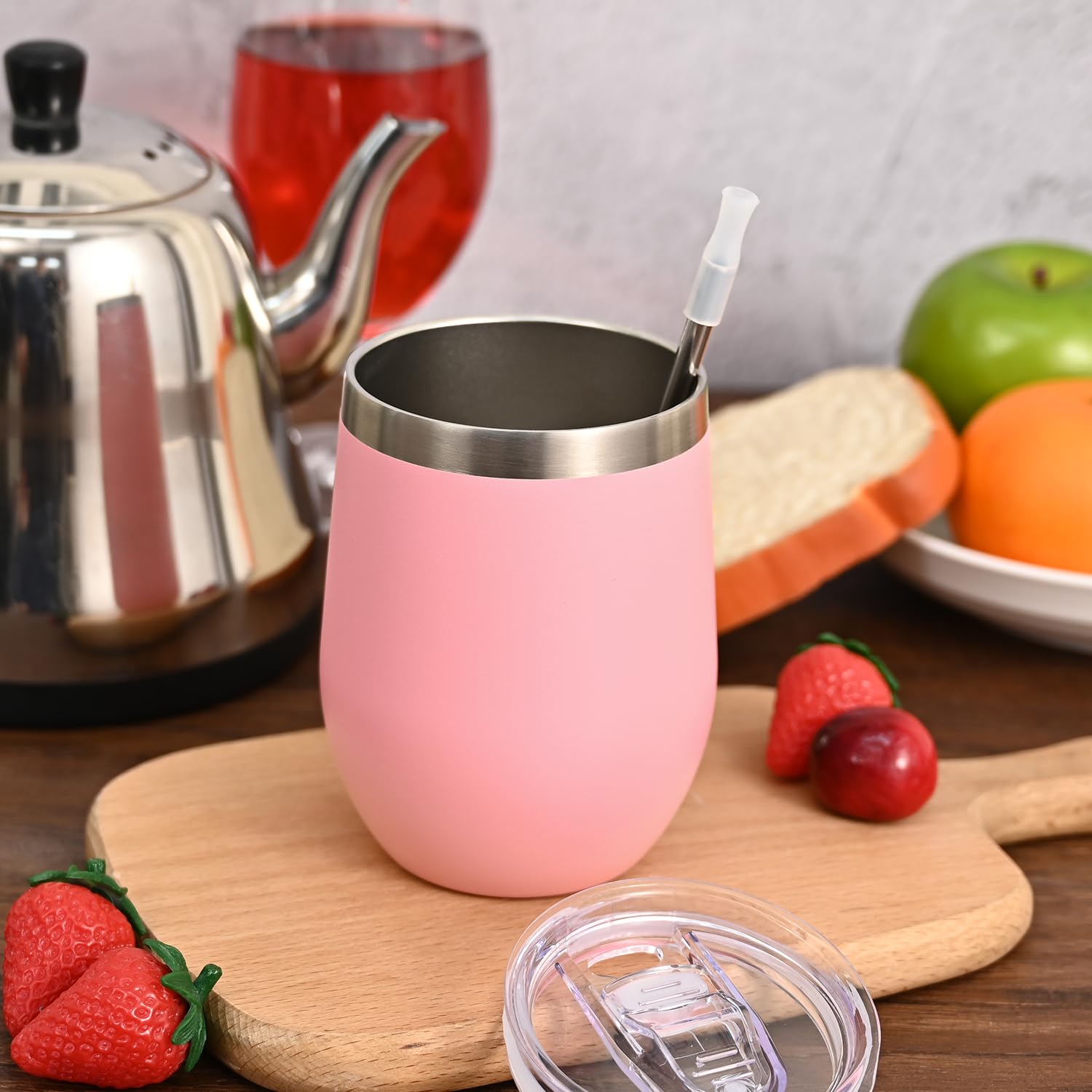 Joymaking Reusable Coffee Cup, Double Walled -Insulated Travel Mug Vacuum Stainless Steel Wine Tumbler with Spill Proof Lid - Image 3