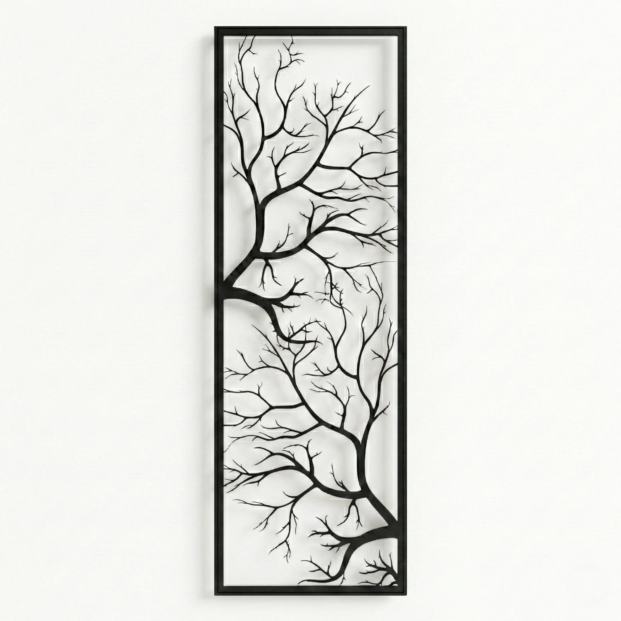 DEKADRON - Décoration murale en métal motif branches d’arbre Art déco 14"W x 40"H / 34x100 cm noir