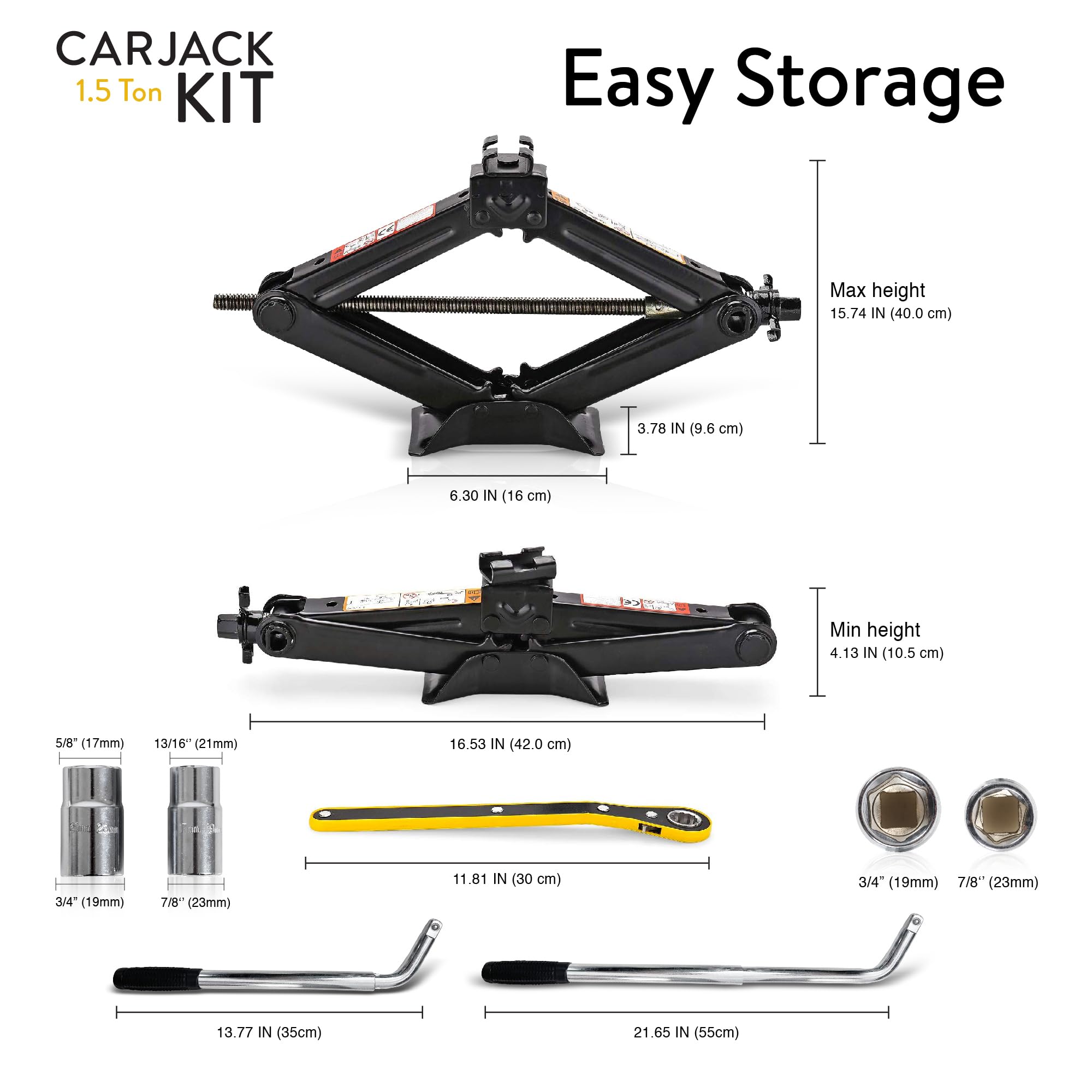 Kit cric per auto, 2 tonnellate, cric a forbice per auto, portatile, ideale per SUV e auto, kit universale con chiave a bussola
