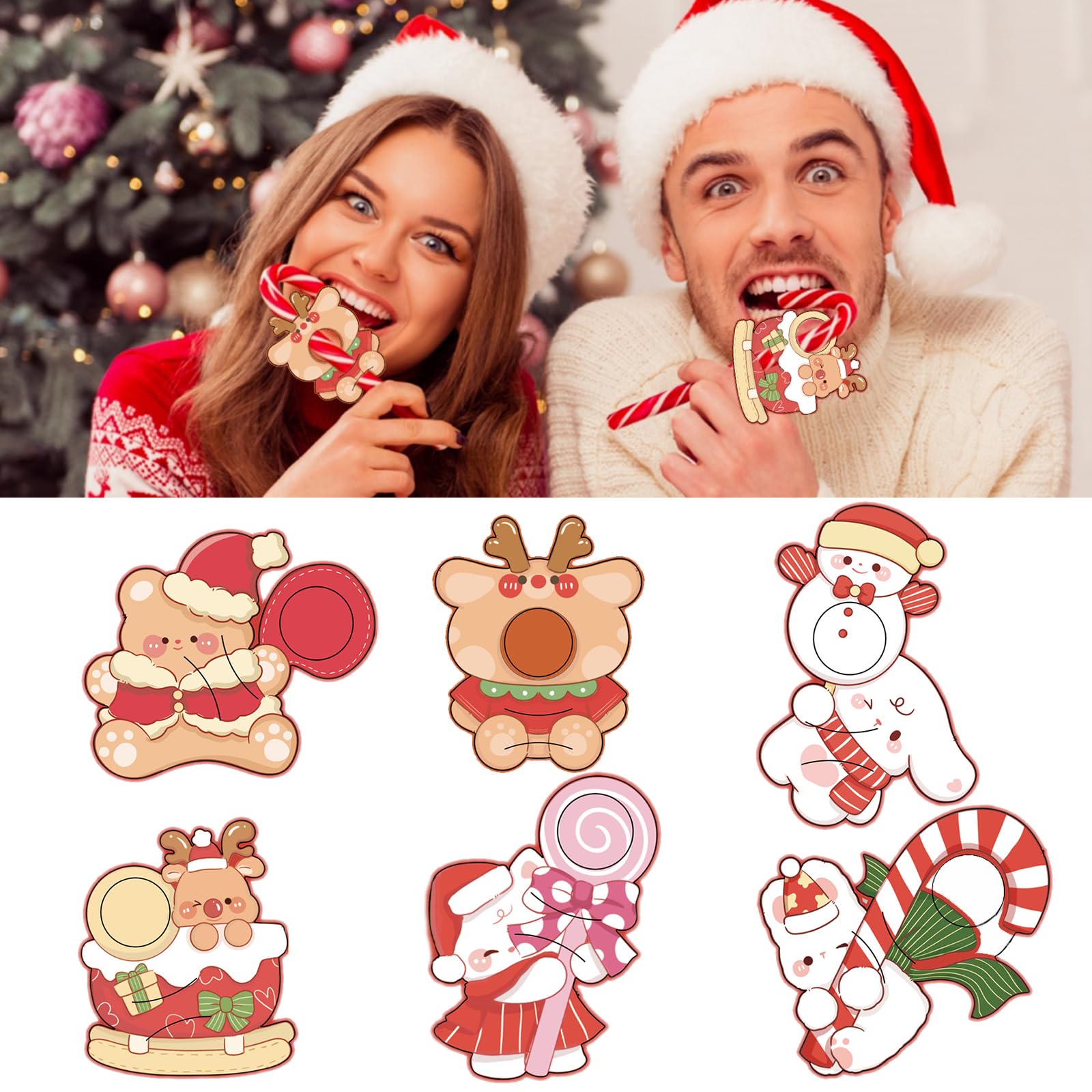 60 Pcs Christmas Lollipop Paper Cards Candy Holder Cards Christmas Bear Elk Rabbit Candy Sugar Decorations Xmas Cards for Candy Package Wrapping Party Supplies Exchange Cards Party Favors