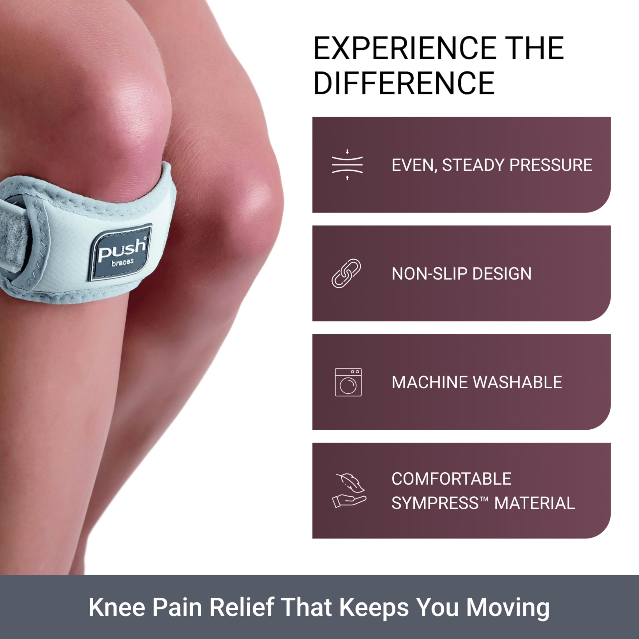 PUSH con supporto rotula Brace ginocchio cinghia per alleviare il dolore