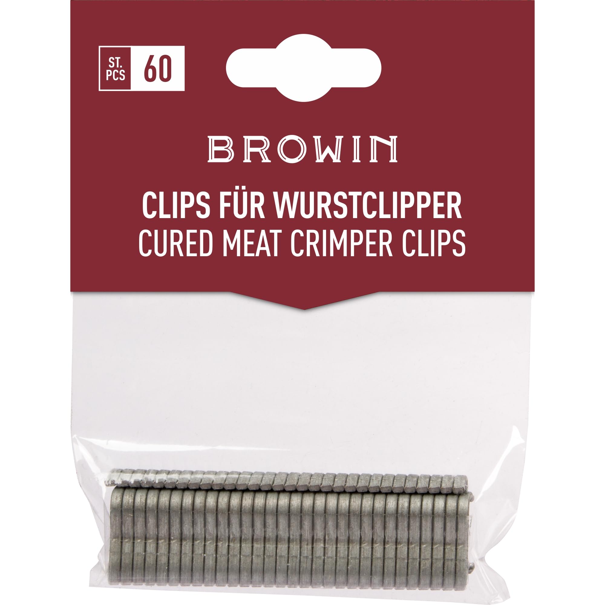 Browin 313314 Clips for Sausage Clipper Sausage Clipper Hand Clipper, Hog rings for pliers - 60 pcs
