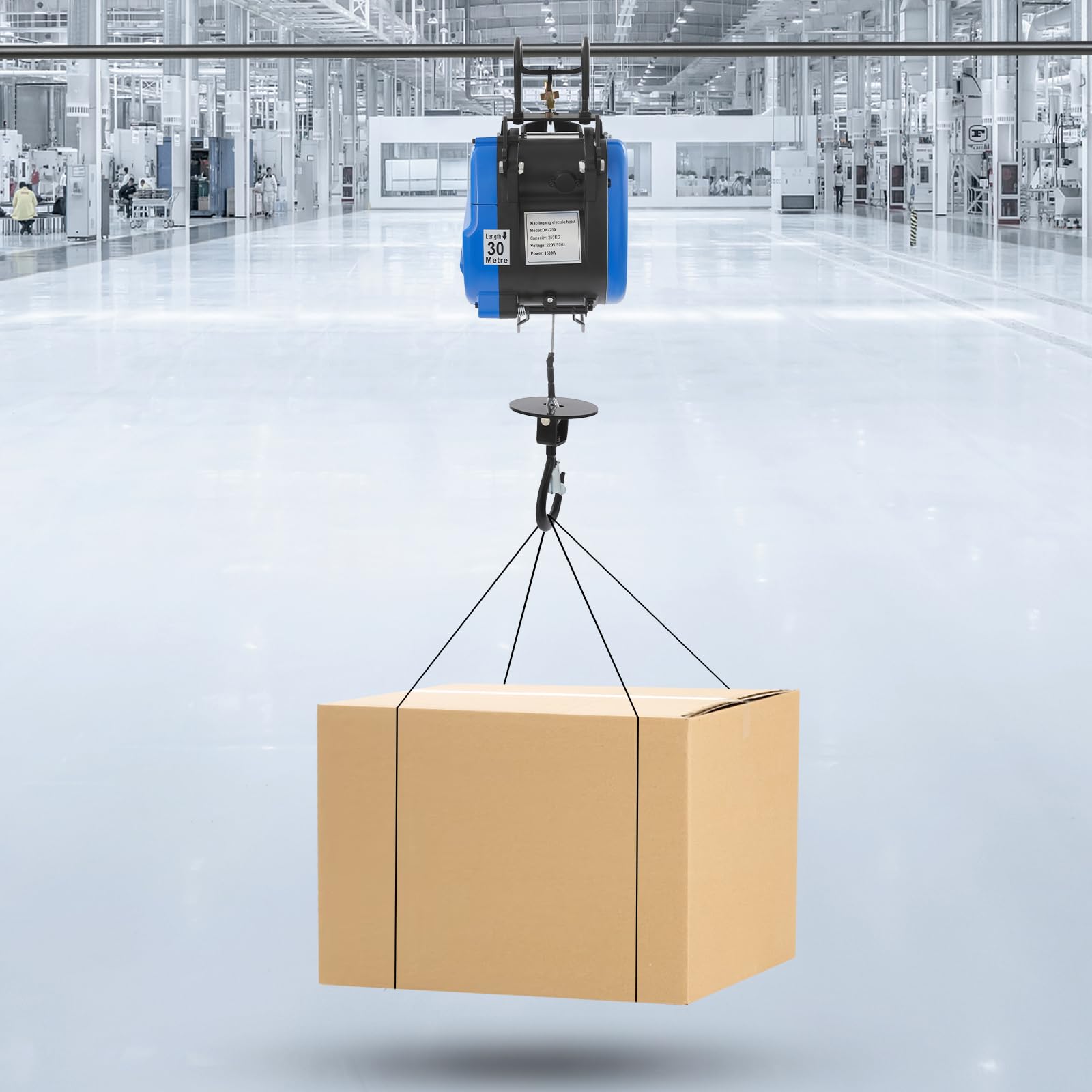 Verricello elettrico da 250 kg, 1500 W, con telecomando da 100 m e controllo via cavo, cavo in acciaio anti-rotazione da 30 m, verricello elettrico per officina, garage, magazzino, blu