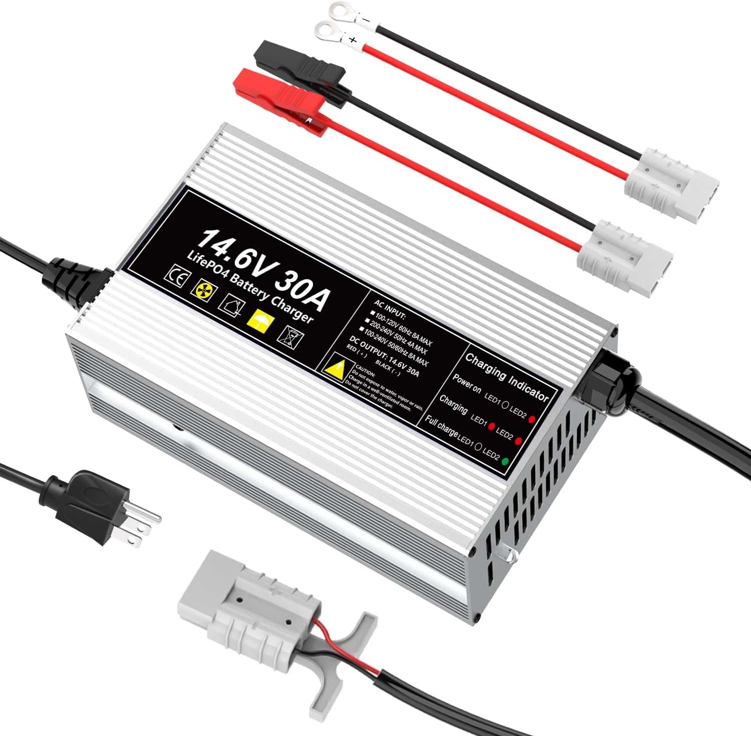 14.6V 30A LiFePO4 Battery Charger 12V 30A Rechargeable Charger for Lithium Iron Phosphate Battery