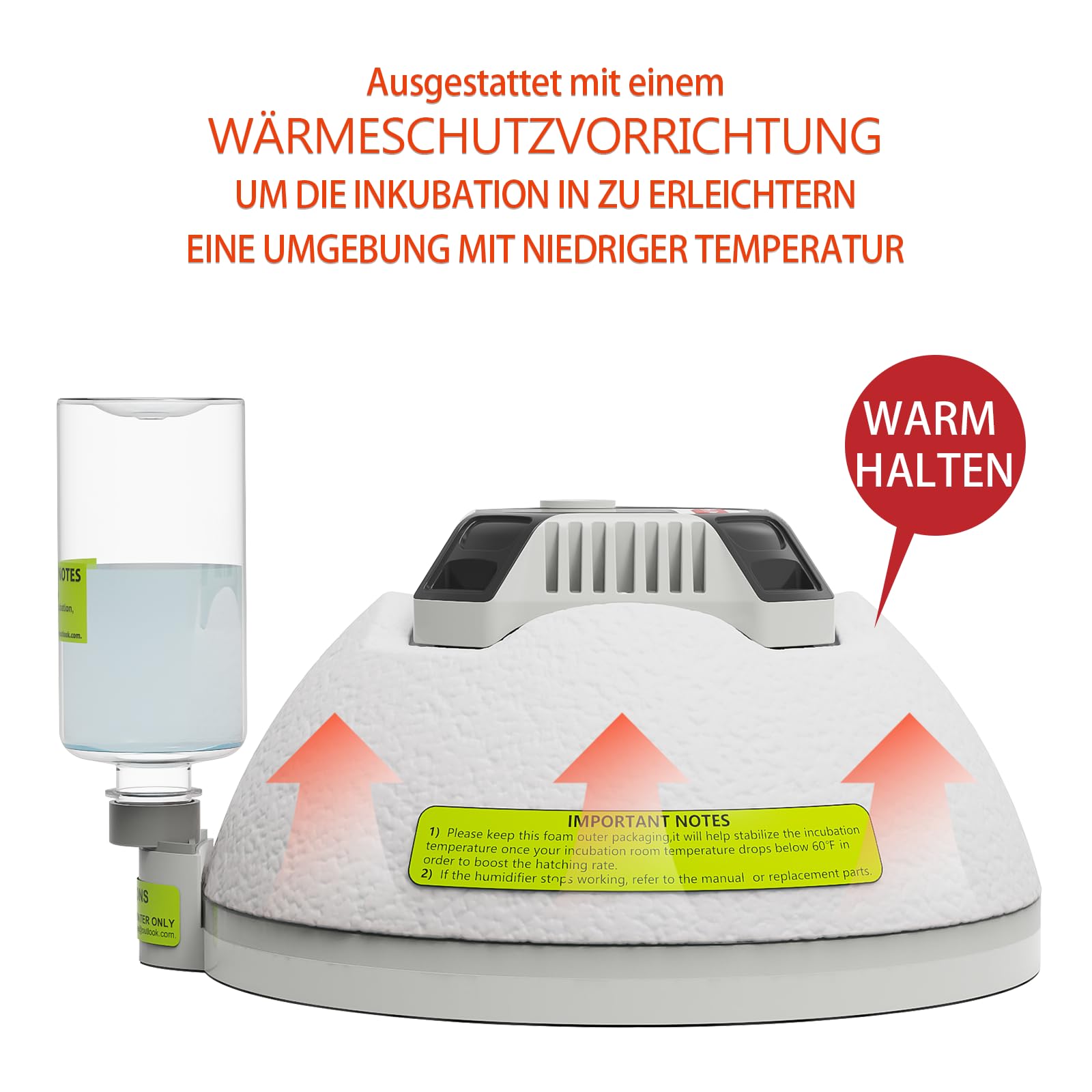 Incubadora automática de 12 huevos con control automático de humedad,Suministro de agua externo, Volteador De Huevos Automático,Contador Diario,BibiBirds Incubadora Huevo Gallina Codornices Pollito.