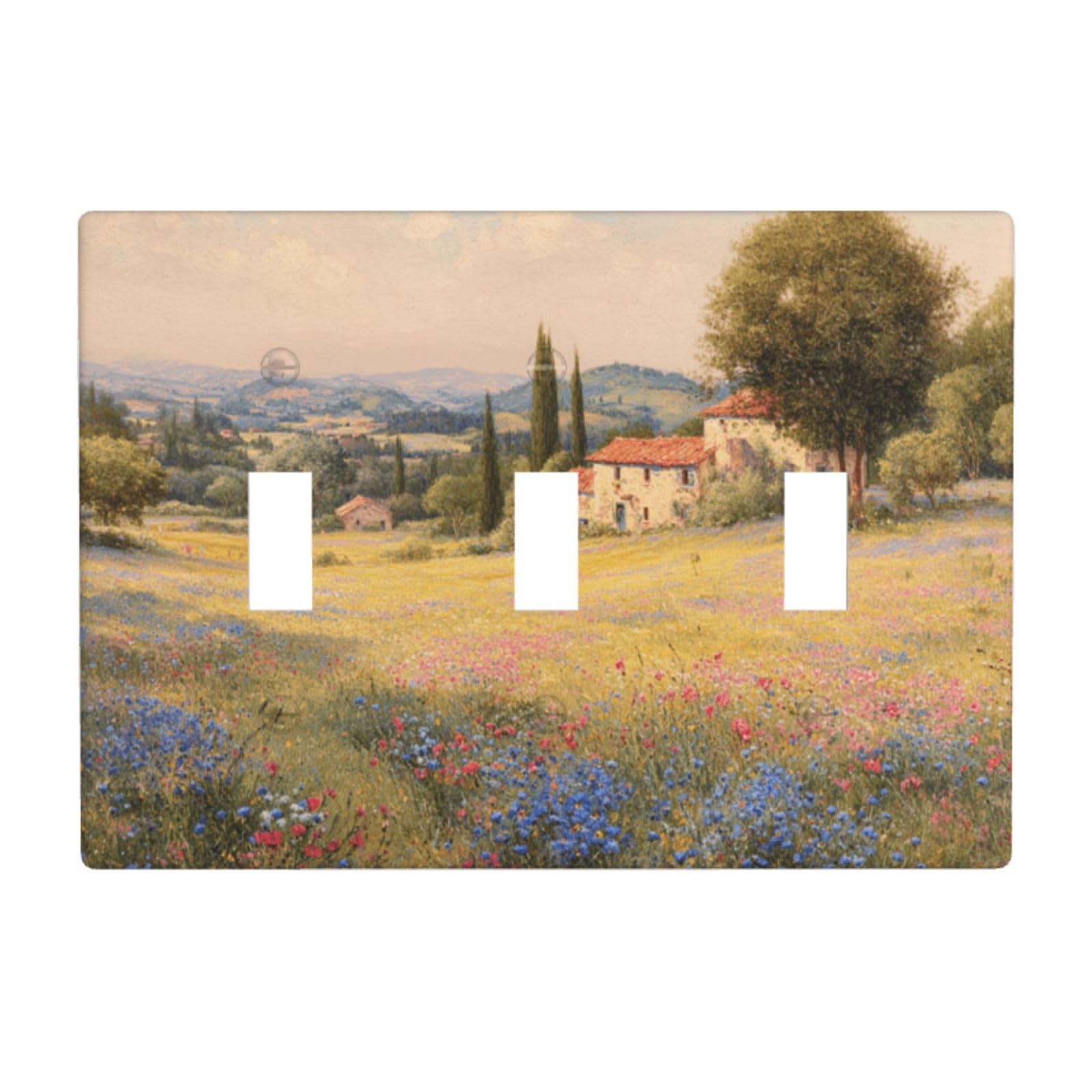 Woshuwo White 19Th-Century European Countryside Wildflower Light Switch Covers 3 Gang Triple Toggle Wall Plate Switchplate Electrical Faceplate For Bathroom Kitchen Bedroom Decor