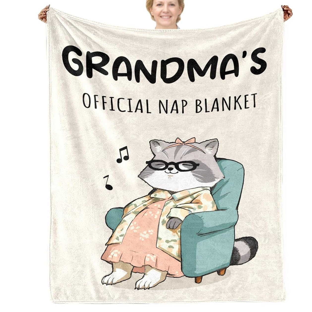 MEKLITRZ Flannel Blanket with Cat Pattern - Cozy Sofa Blanket for The Living Room, for Birthday, Christmas, Father's Day(Grandma,150x200cm)