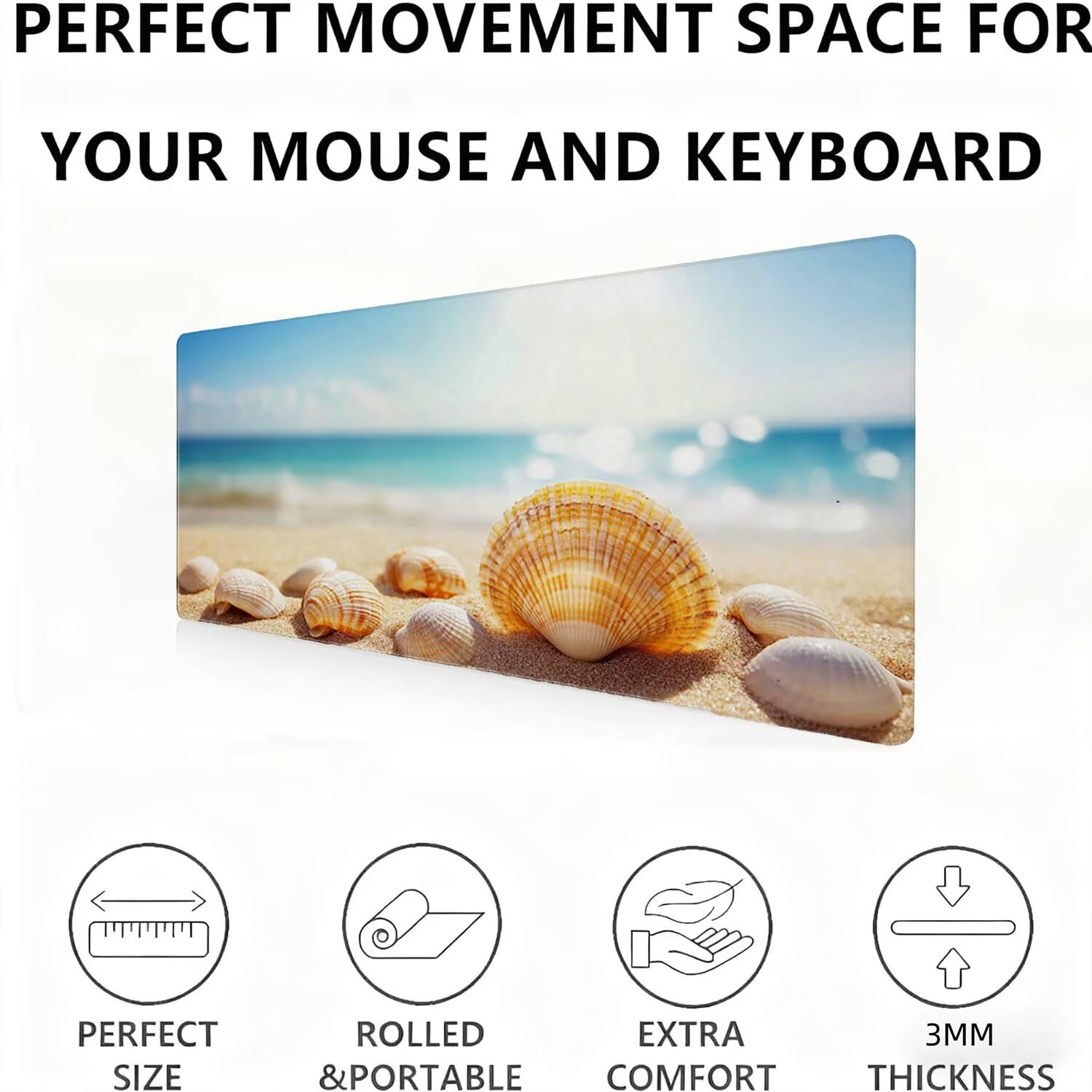 Podkładka pod mysz, XXL 1200 x 600 podkładka pod mysz dla graczy, wodoodporna gumowa podstawa, duża podkładka pod mysz do gier na biurko zszyte krawędzie wodoodporna antypoślizgowa do biura plaża