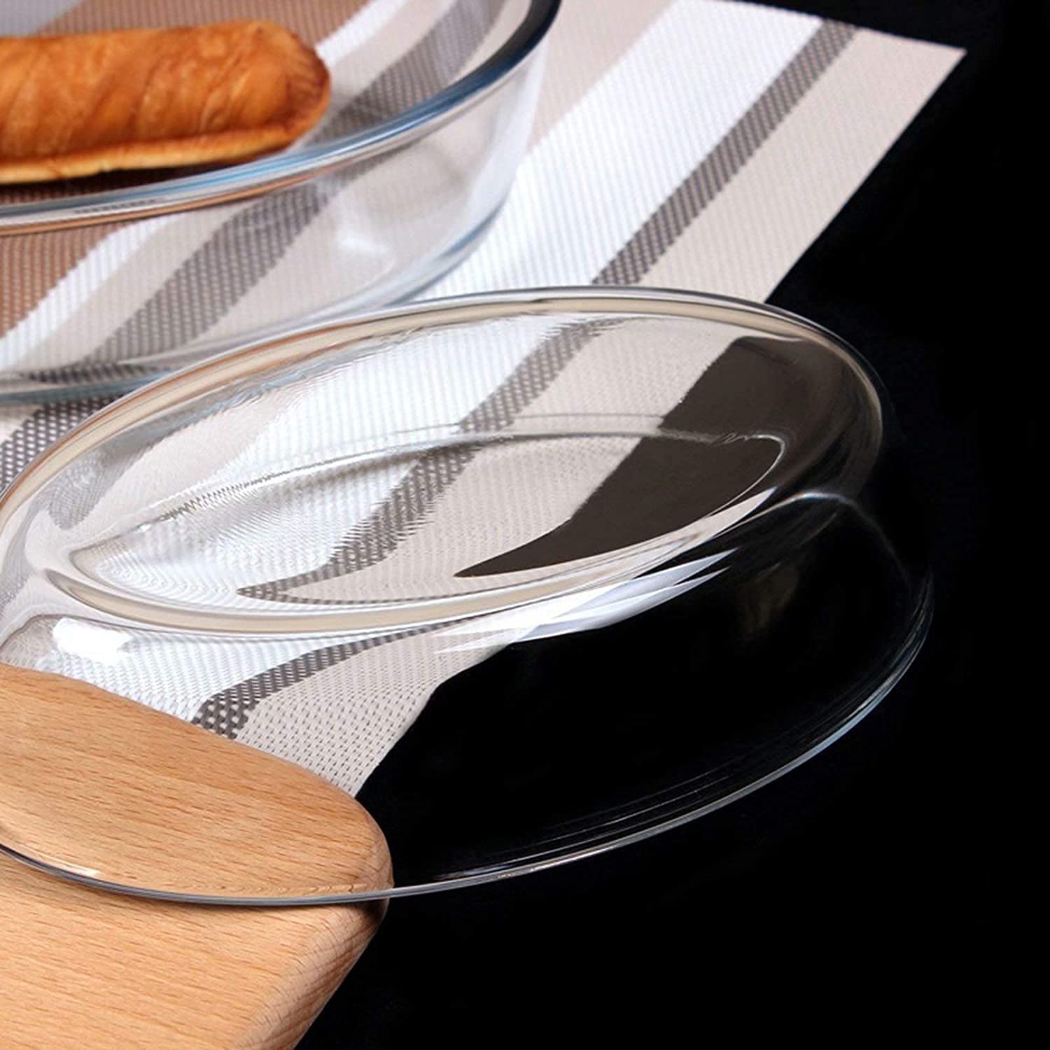 Molde Redondo de Vidrio para Hornear Tartas, Resistente al Calor, Transparente, para Pasteles, Tartas y flanes (Color A, 2,4 l)