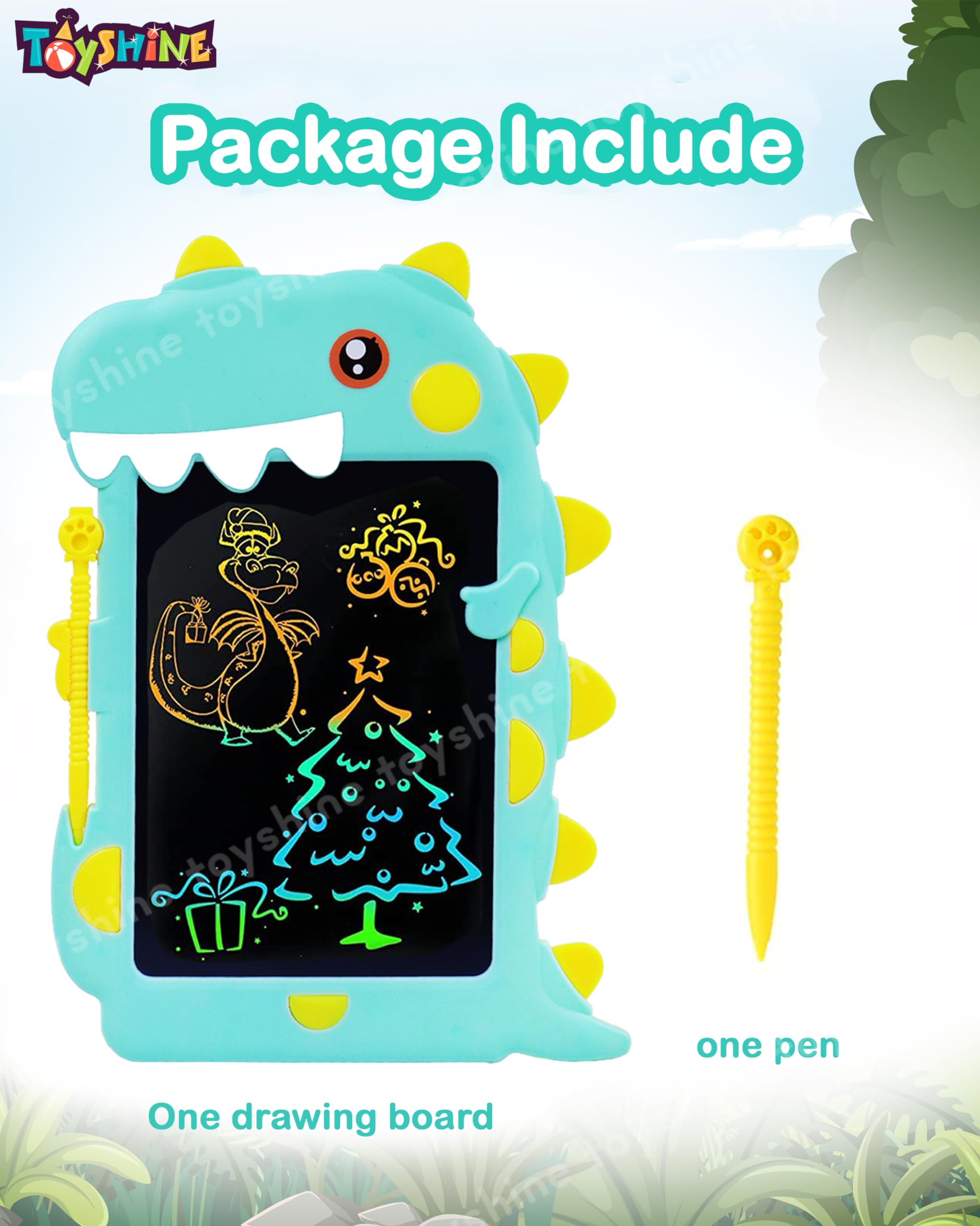 Toyshine Dinosaur Design Writing Tablet for Kids, 8.5 Inches LCD Tab for Kids Drawing Pad Doodle Board for 3-10 Years Old Boys/Girls Gifts Education Learning Toys, Green - Image 5 thumbnail