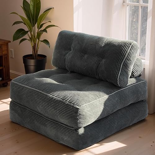 Folding Sofa Bed,Convertible Sleeper Chair for Adults, Folding Sofa Bed Foam Filling Couch with Pillow，Sleeper Chairs Single Size Floor Mattress