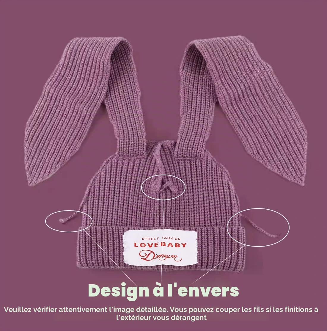 Bonnets tricotés à longues oreilles de lapin mignonnes, en peluche amusant, pour hiver, duveteux, chaud tricoté, bonnet de lapin en crochet, bonnet souple pour extérieur