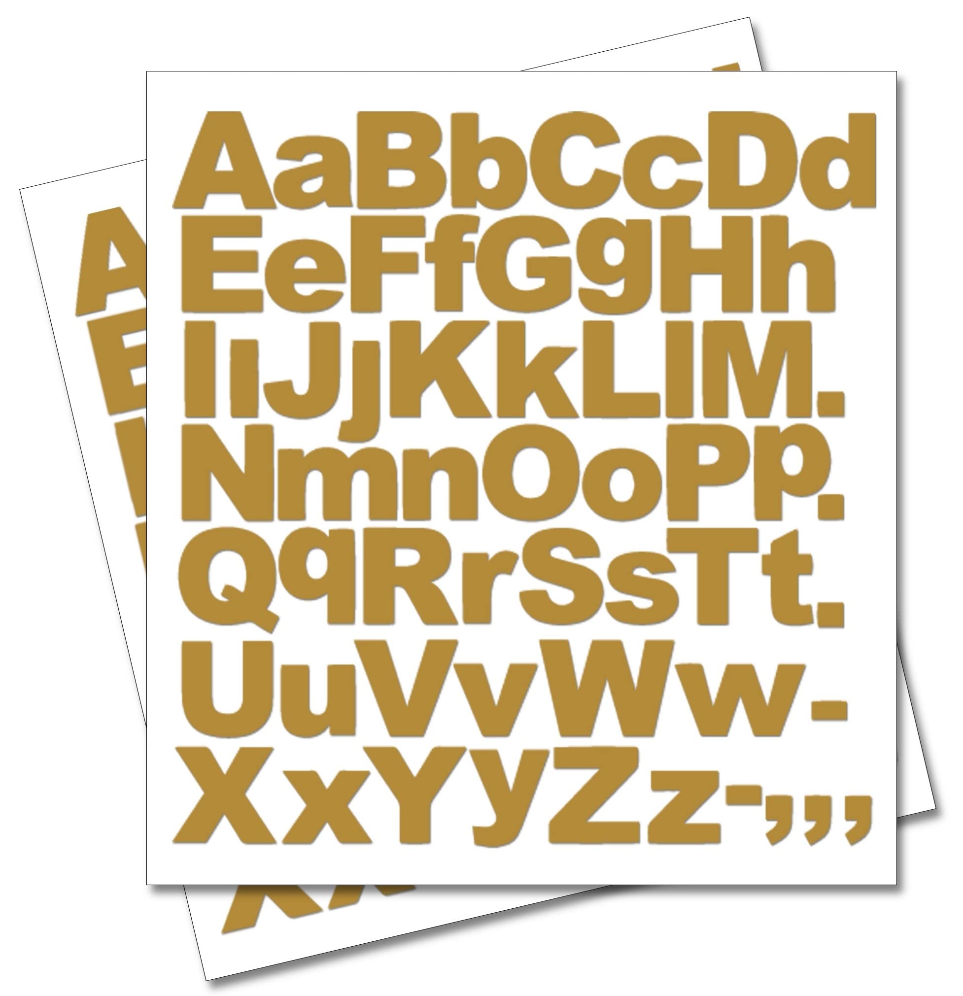 2 x Set of A-Z Gold Capital & Small Letters Full Alphabet - Removable Self Adhesive Waterproof Durable Vinyl Stickers - Cut to the sticker Shape - size 50mm โ image 1