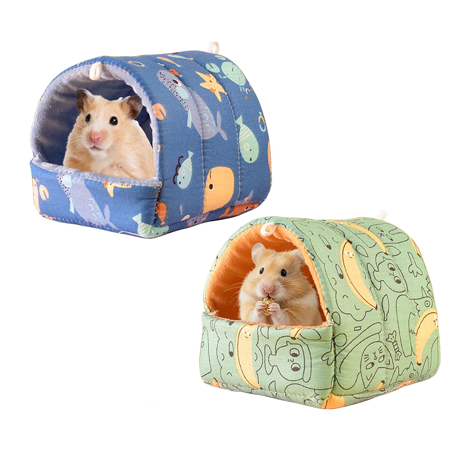 Lunyloer 2Pcs Guinea Pig Bed, Small Animal Winter House Warm Nest, Cave Cozy Hamster, Rabbit Bed, Warm Guinea Pig House, Animals Warm Sleeping House for Chinchillas Hamsters Dwarf Rabbits
