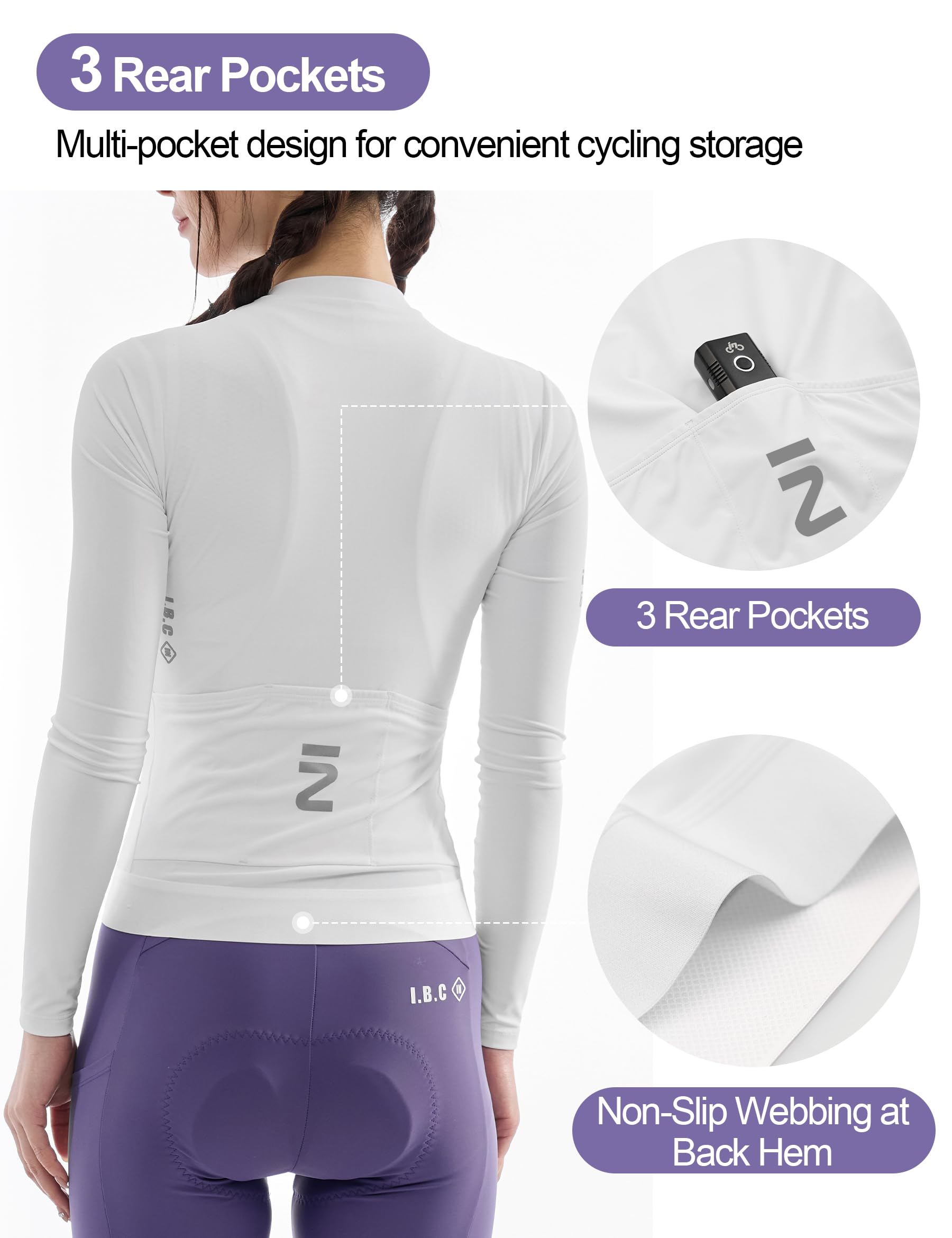 INBIKE Radtrikot Fahrradtrikot Damen Langarm mit 3 Taschen UV-Protect Atmungsaktiv Schnelltrocknend Fahrradsport Frauen WFL880
