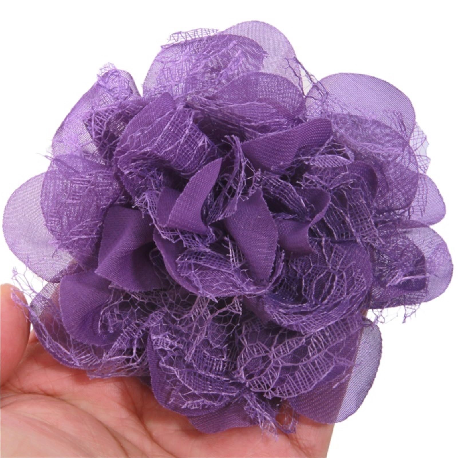 Wtaxbh Purple Iron On Patches 7Pcs 11Cm Chiffon Organza Fabric Rose Flowers Wedding Dress Clothing Headwear Decoration Diy Headdress Decor Craft Project(Purple)