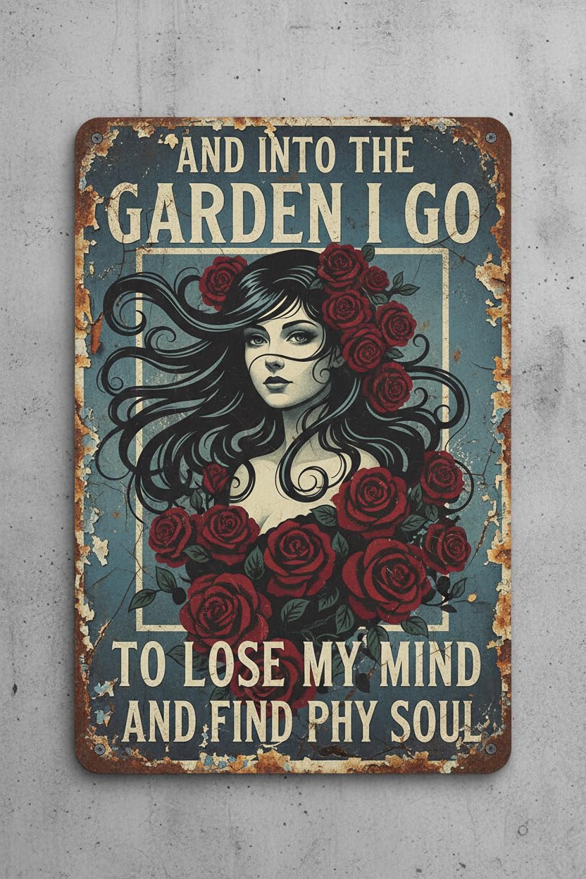 Into The Garden Lose My Mind Find My Soul Tin Sign, 8x12 Inch
