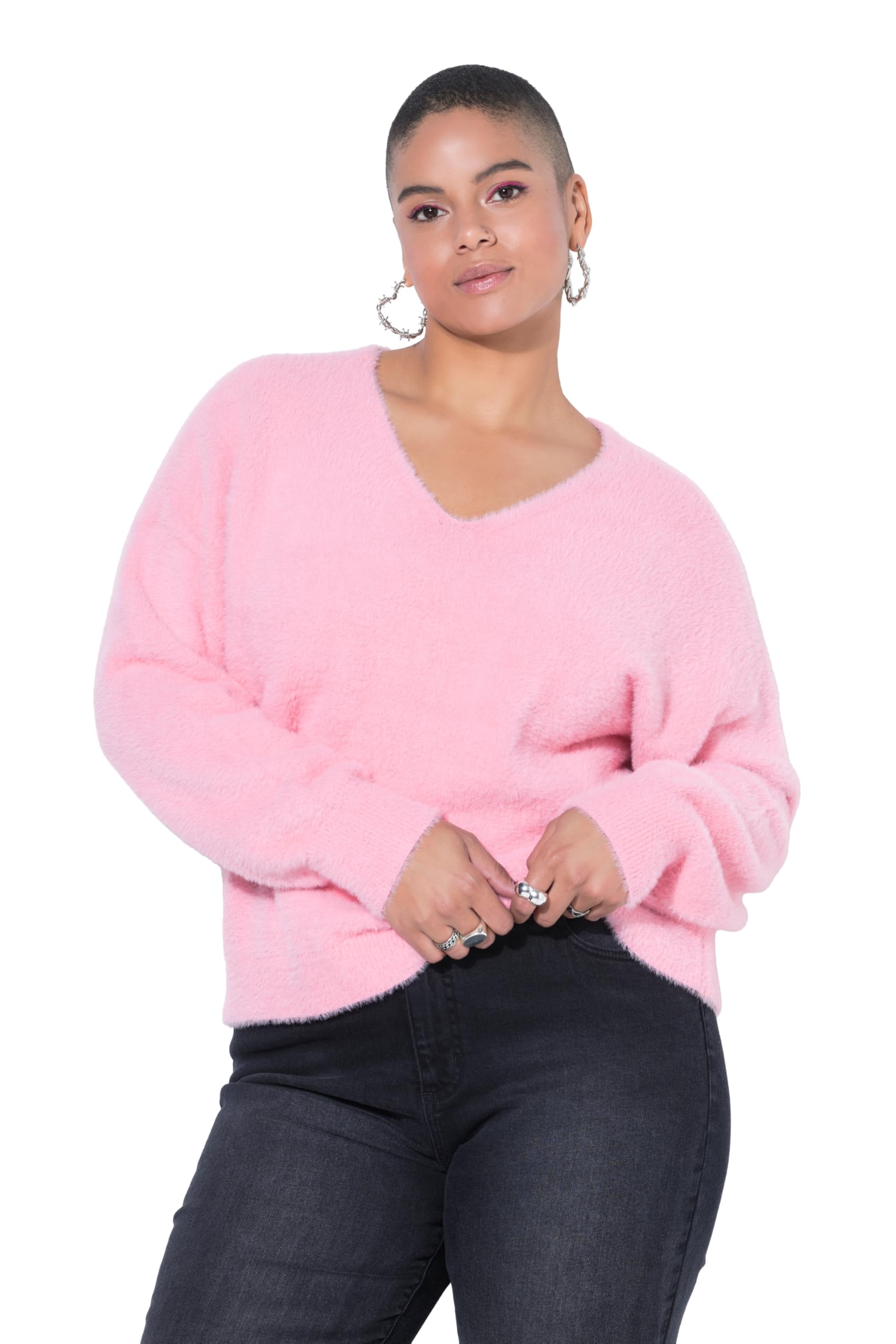 Studio Untold Damen große Größen Übergrößen Plus Size Pullover, Boxy Shape, Hairy Strick 848920