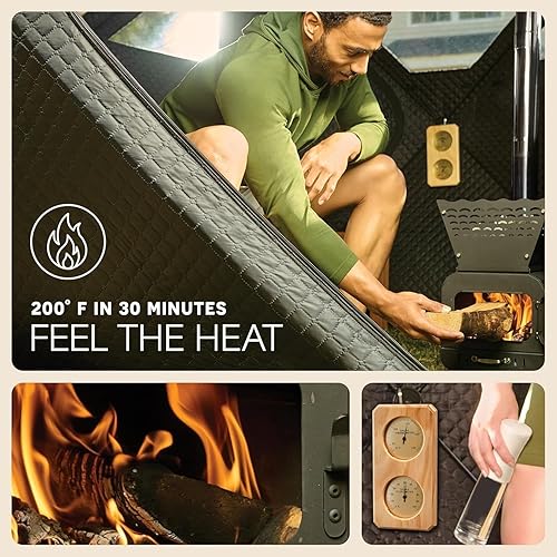 Miniatura 5 de Lifepro ZenZone - Tienda de campaña de sauna para exteriores, quemadora de leña portátil con estufa, sauna de vapor y seca para 4 personas para