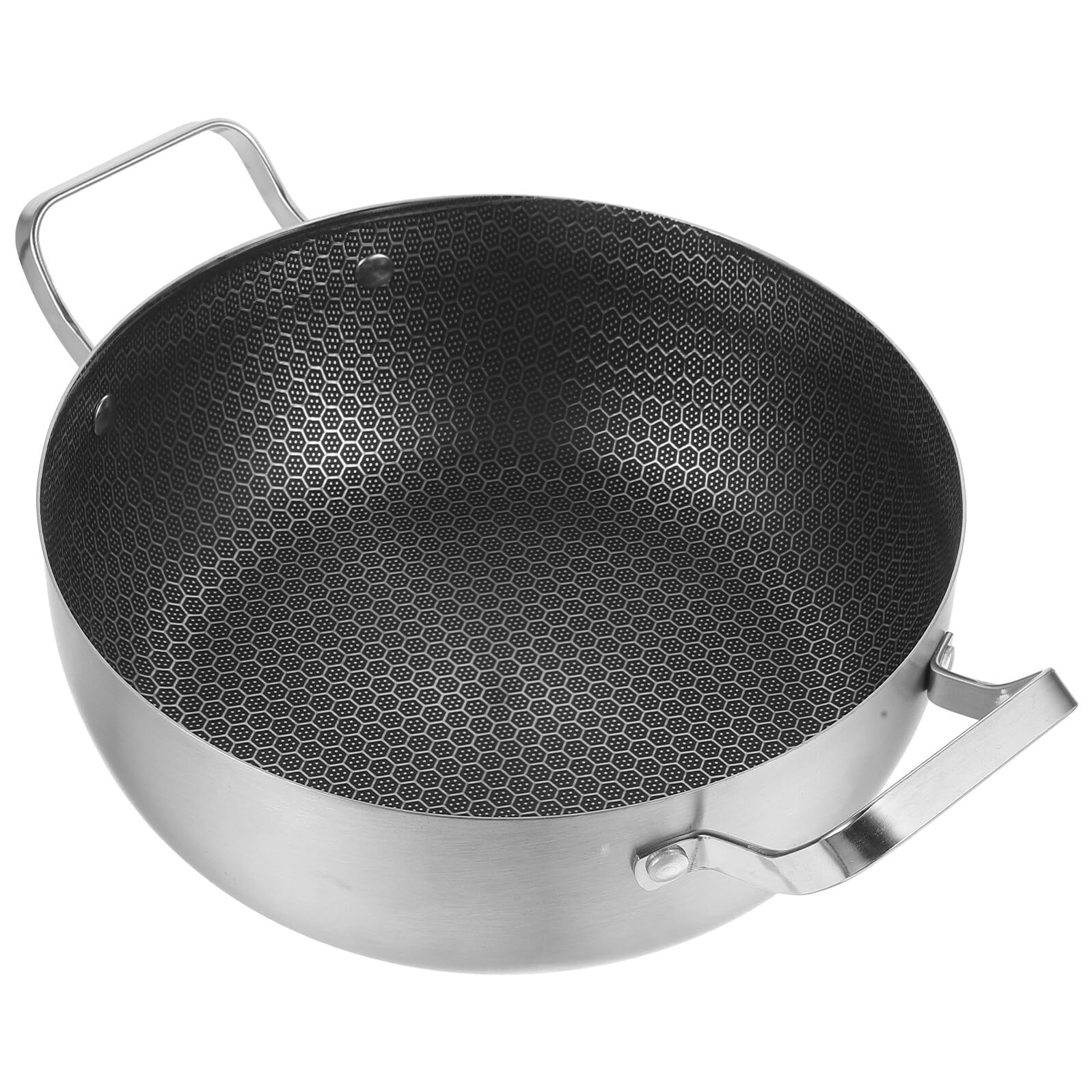 Poêle à frire nid abeille à cuisson uniforme antiadhésive avec double poignée en inox