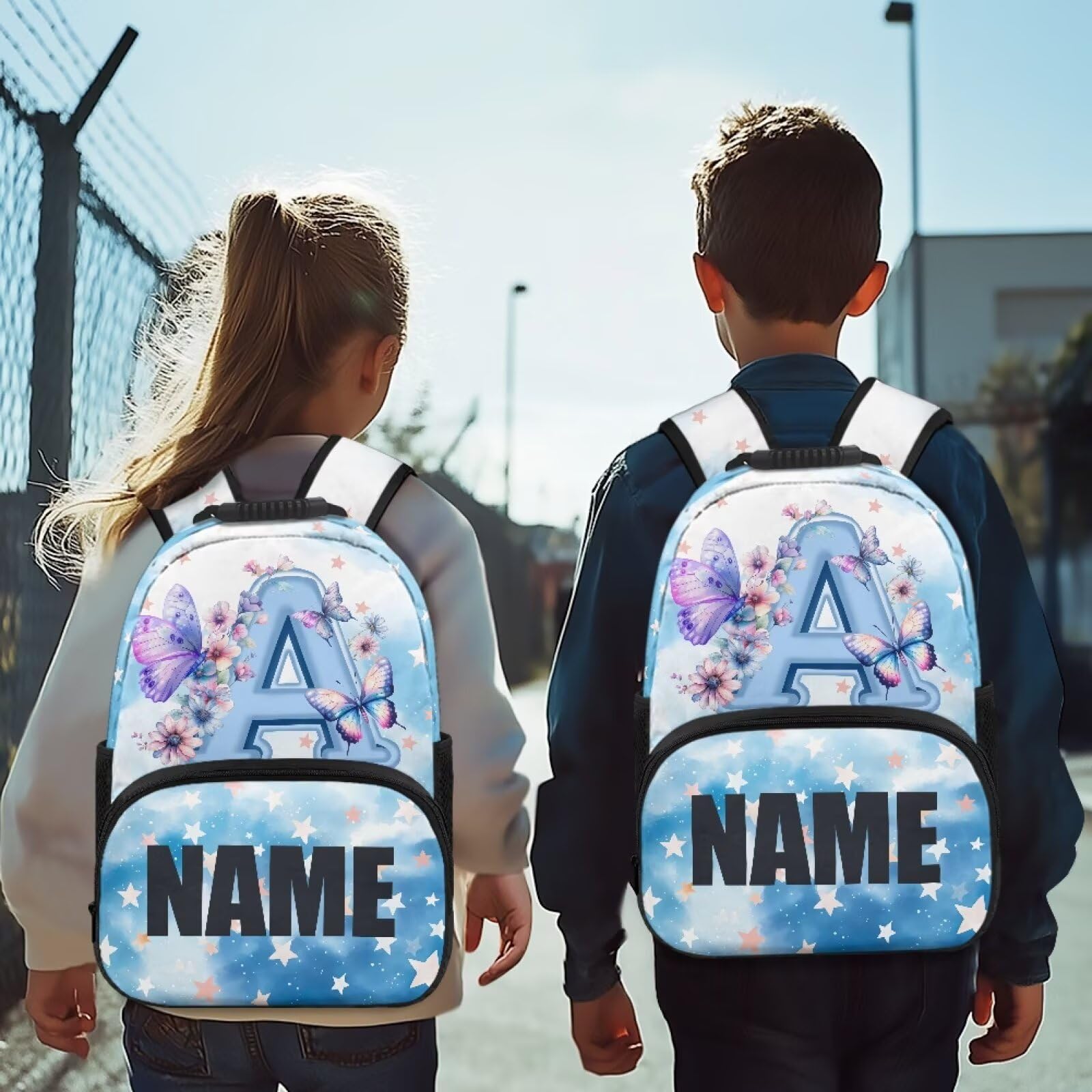 COEQINE Mochila con inicial para niñas pequeñas, mochila con nombre personalizado para niños de 4 a 6 años, preescolar, jardín de infantes, escuela primaria