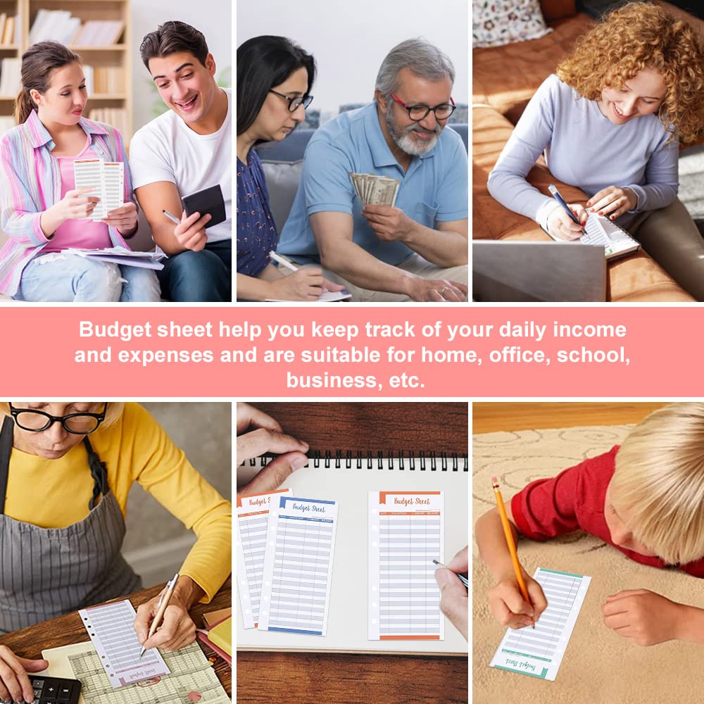 Set di 48 Pezzi A6 Fogli di Bilancio per Budget con Buste per Denaro e Contanti - 6 Colori