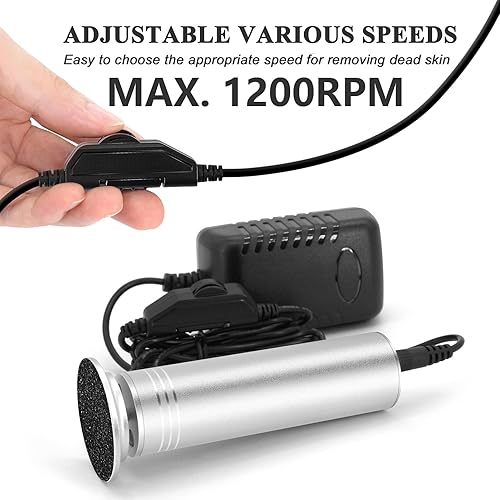 Miniatura 2 de Removedor de callos eléctrico mejorado para pies, 1200 rpm, velocidad ajustable, lima eléctrica profesional para pies, pedicura, lijadora de pies