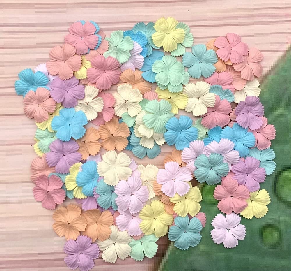 100 Stück Handgemachte Maulbeerpapier-Blumen – Starburst Design, 29x29 Mm, Pastellfarben, Für Scrapbooking & DIY