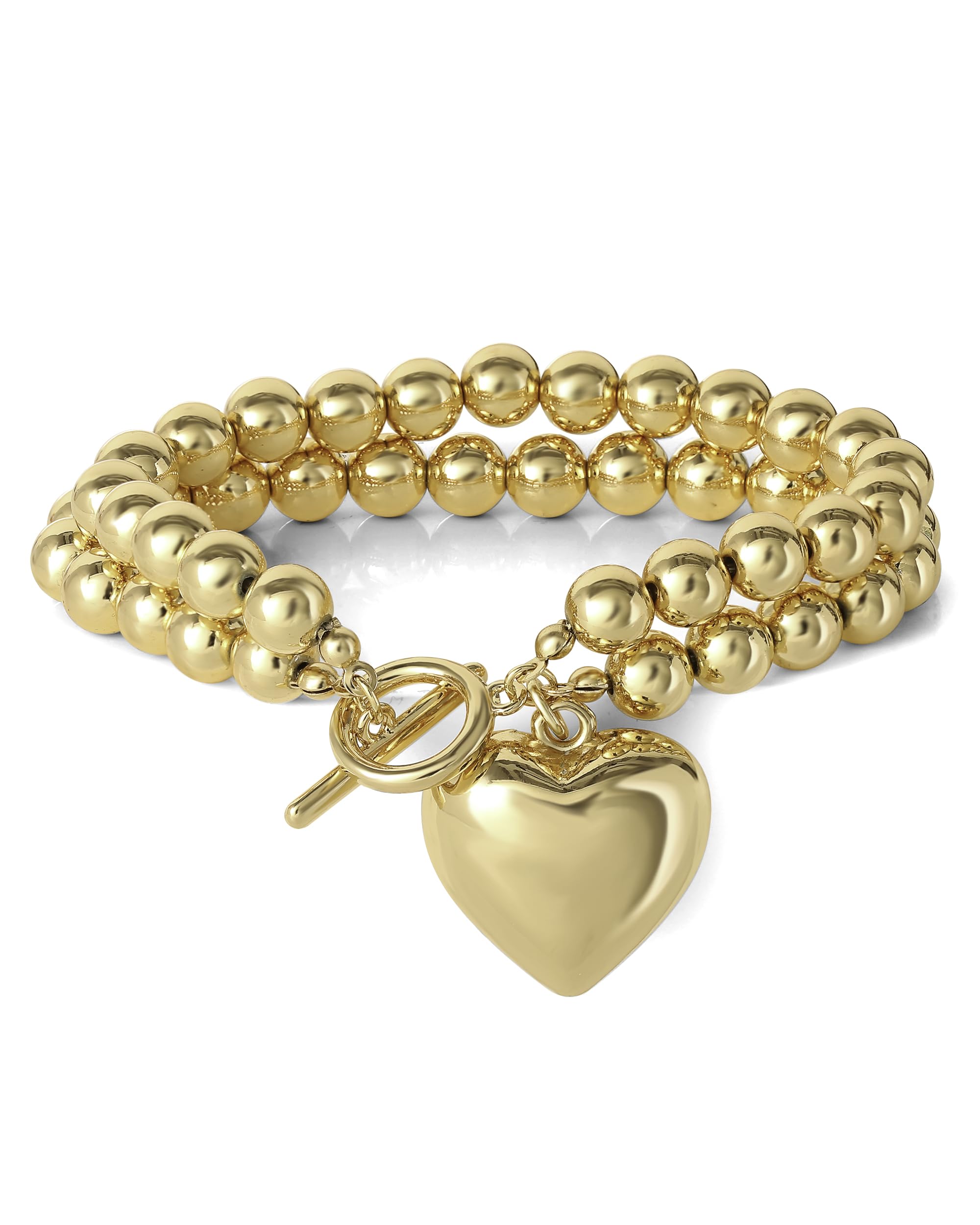 Jessica Simpson Womens Heart Charm Bracelet - 7.5" Gold-Tone Charm Bracelet Jewelry