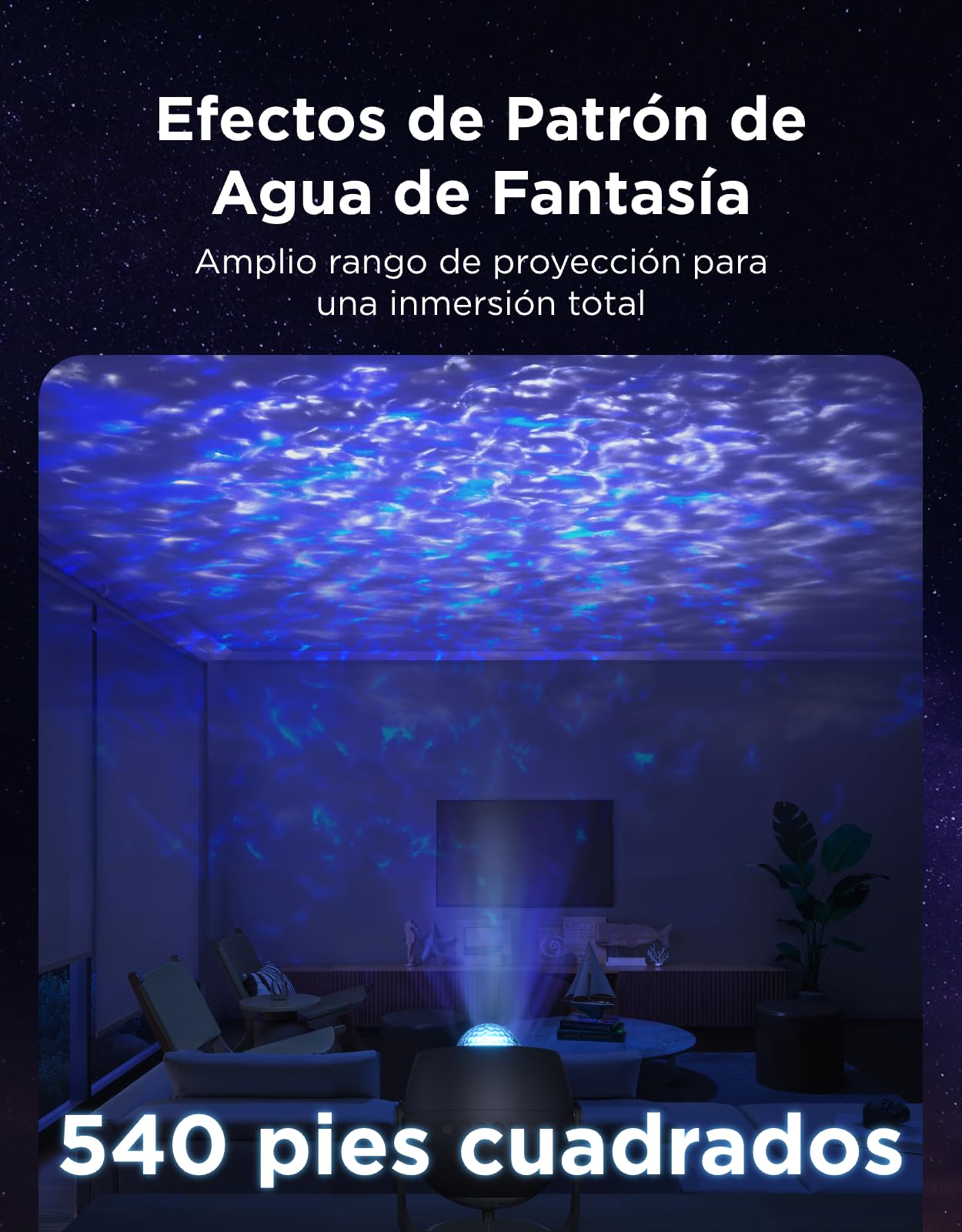 Govee Proyector Estrellas de Olas Oceánicas | Efectos de Ondas Dinámicos, Compatible con Matter y Alexa, Más de 40+ Modos de Escena, 18 Opciones de Ruido Blanco