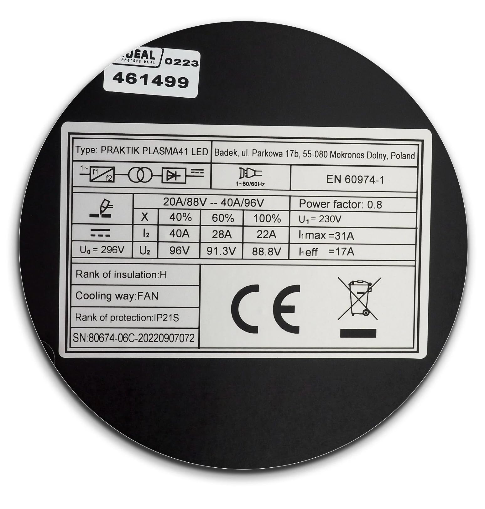 Ideal cortador de plasma Praktik Plasma 41 LED, corte preciso hasta 16 mm con tecnología inversor, encendido RF y 20-40 A a 230 V