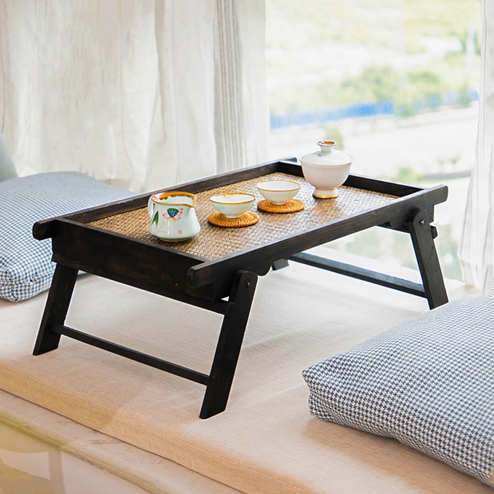 Table de lit bambou multifonction pour ordinateur et balcon zen