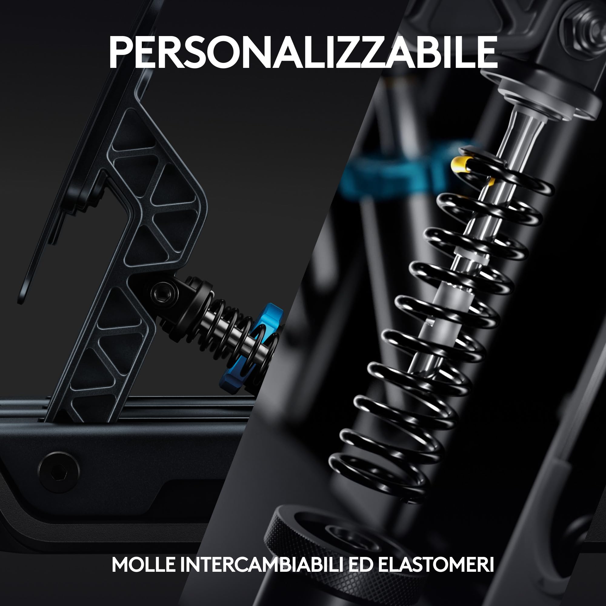 Logitech G PRO Racing Pedals - Pedali per simulazioni di corse con freno con cella di carico da 100 Kg, completamente personalizzabili, molle ed elastomeri intercambiabili, design modulare, Nero | Freno con cella di carico di 100 kg, molle ed elastomeri i