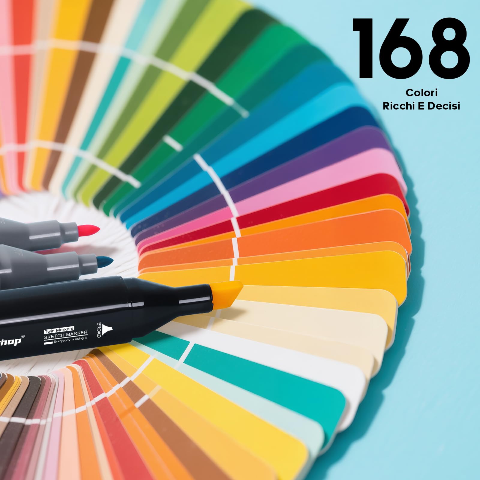 Tongfushop Marcatore 168 Colori, Pennarelli Doppia Punta Impermeabile, Marker Pen con Base e Borsa Nera per il Trasporto, Pennarelli Professionali da Disegno per Studenti, Fumettisti