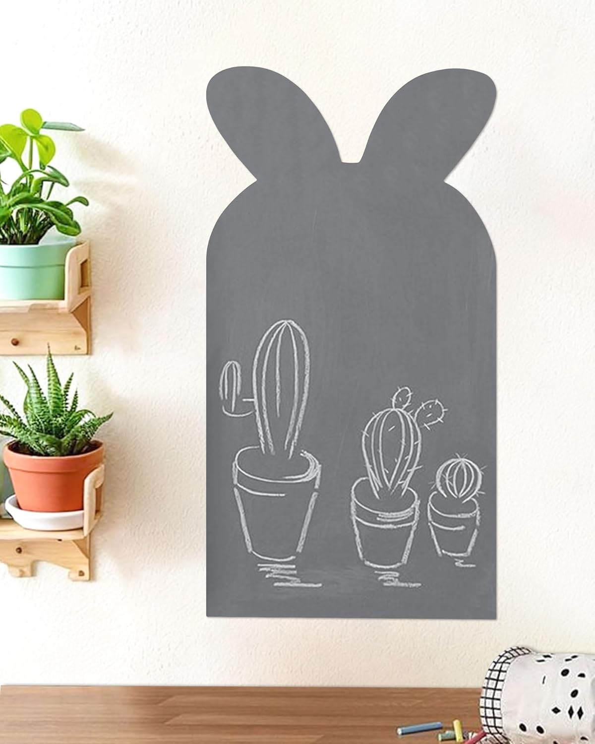 Magnetic Chalkboard Contact Paper for Wall Cute Shape Adhesive Magnetic Wall Board Wallpaper Roll in More Sizes and Colors (Grey Rabbit, 22.8" x 46.5") 22.8" x 46.5" Grey Rabbit