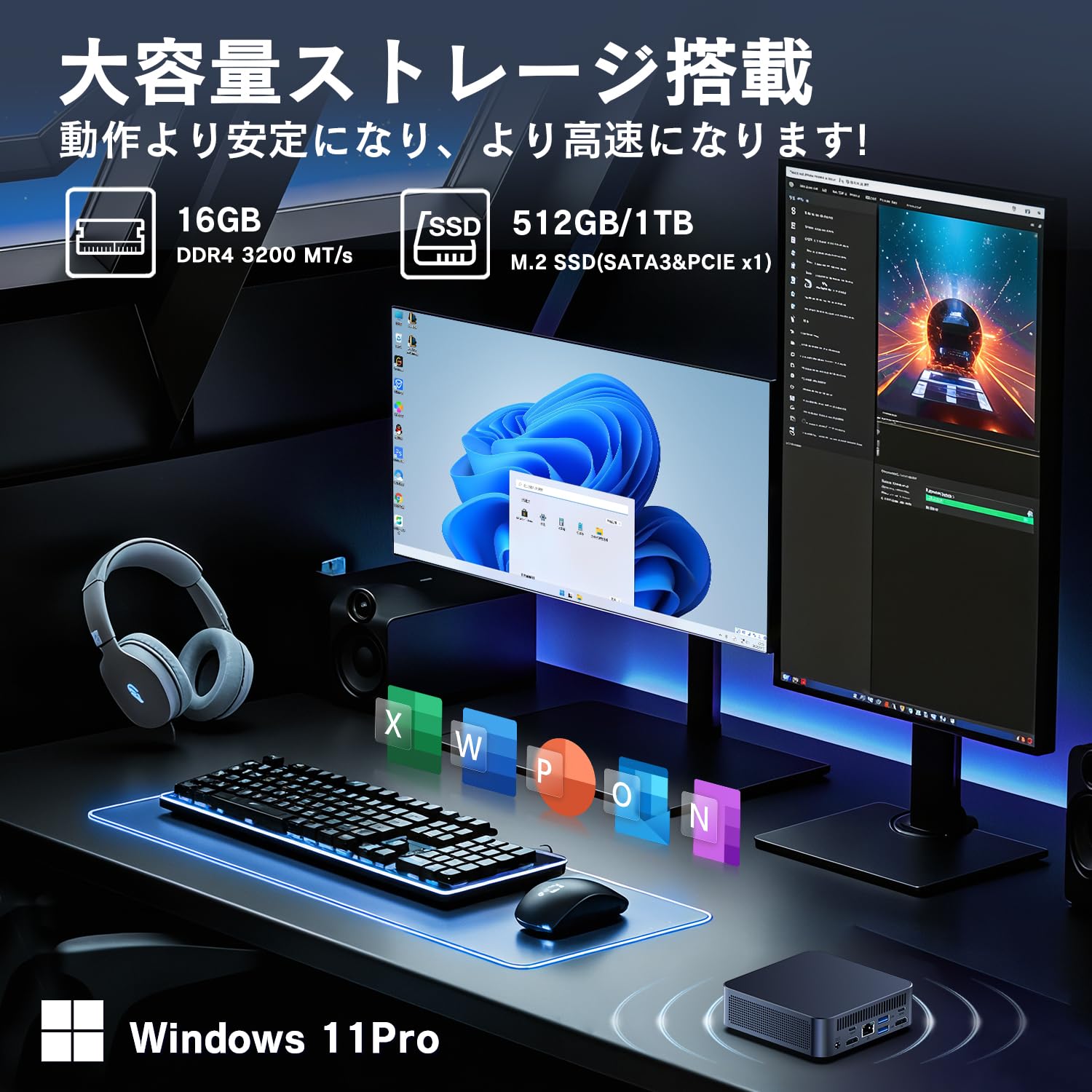 Amazon.co.jp: VETESA ミニpc n95 windows11 office2024搭載 小型pc 3