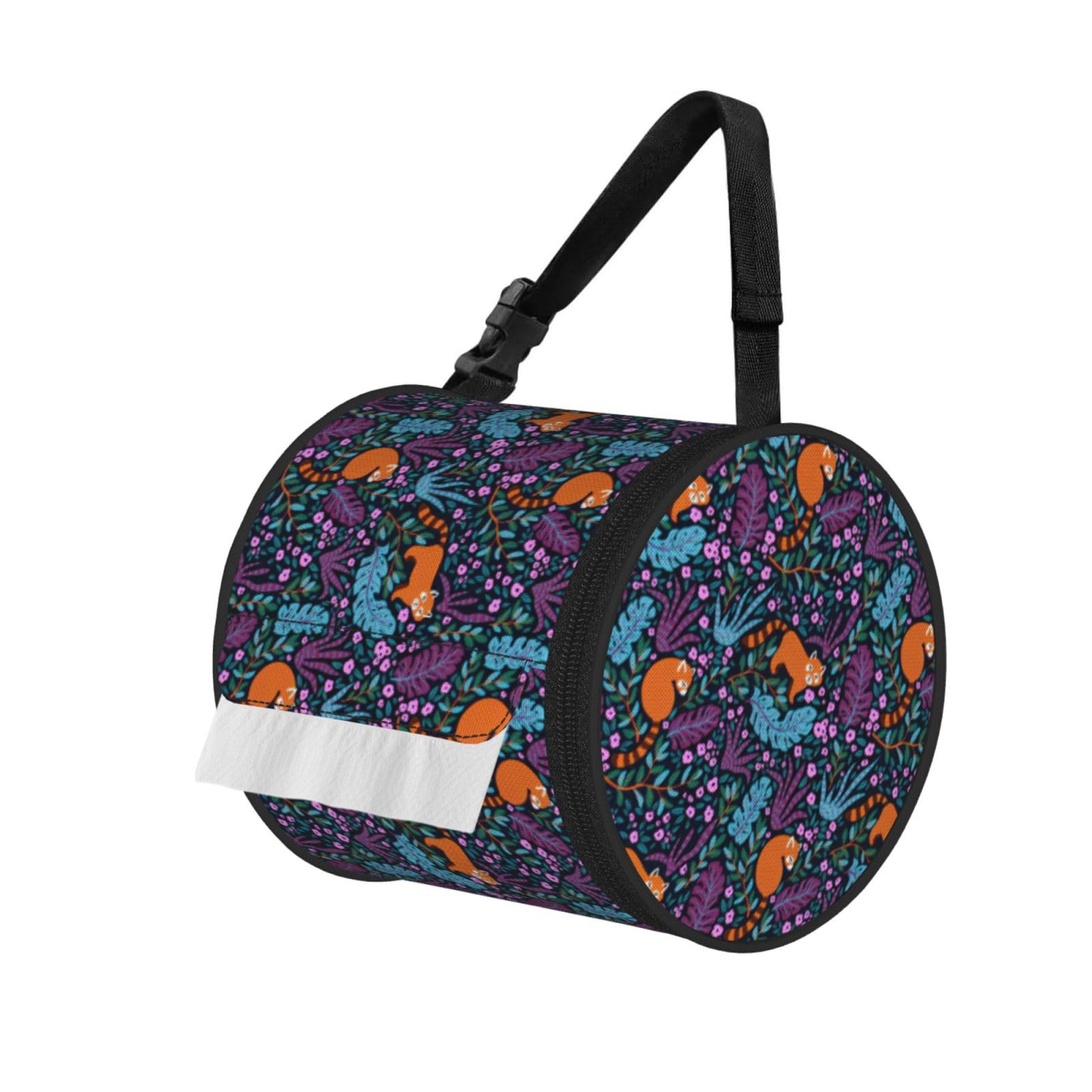Cat Print Printed Roll Paper Carrier Bag, Foldable Oxford Cloth Tissue Case for Camping Hiking Backpack