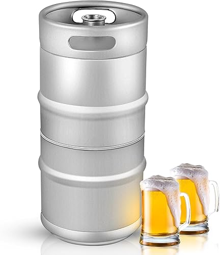 Barril de cerveza de acero inoxidable de 8 galones, barril de barril americano portátil, Kegerator con sistema D Sankey válvula y mango doble,